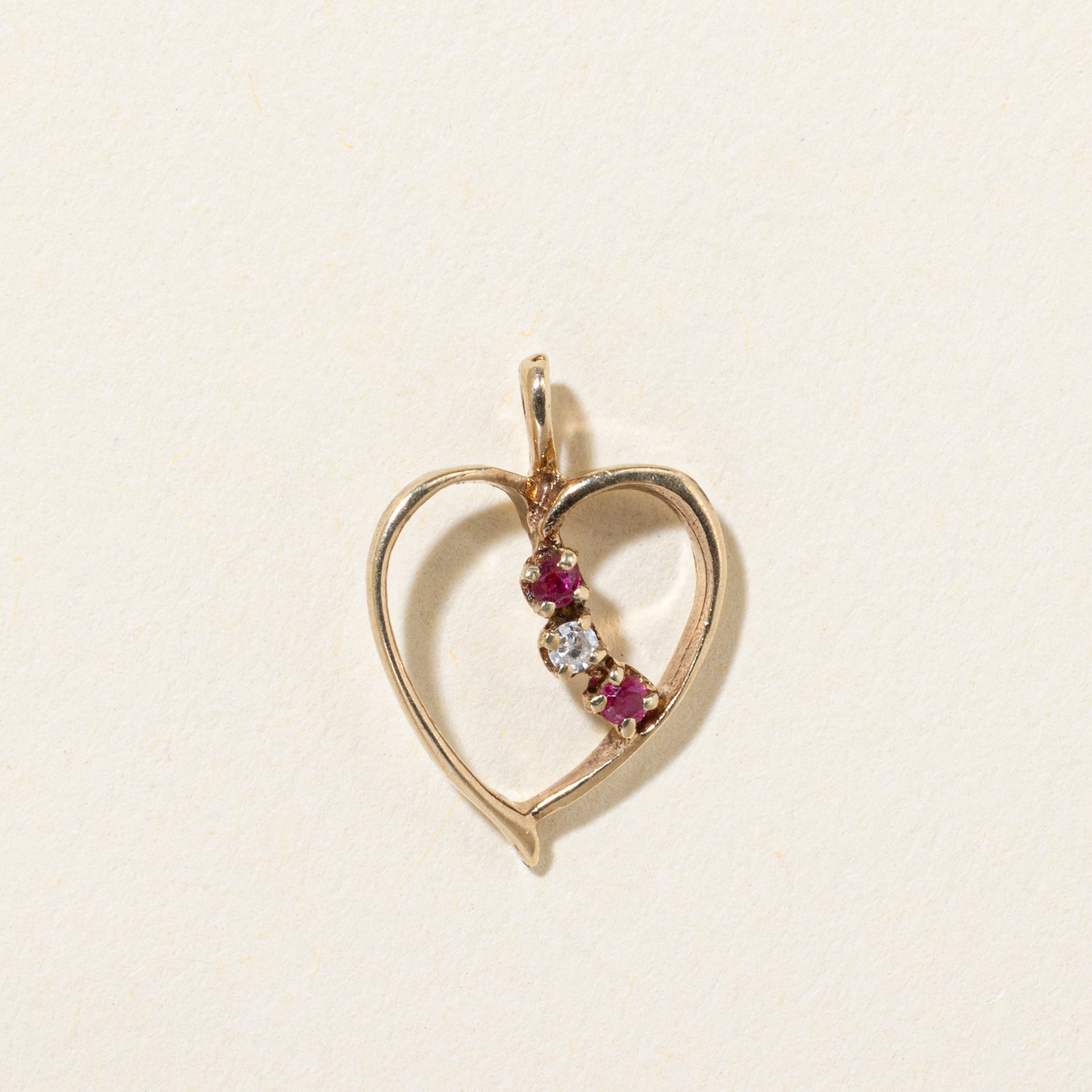 14k Ruby & Diamond Heart Pendant