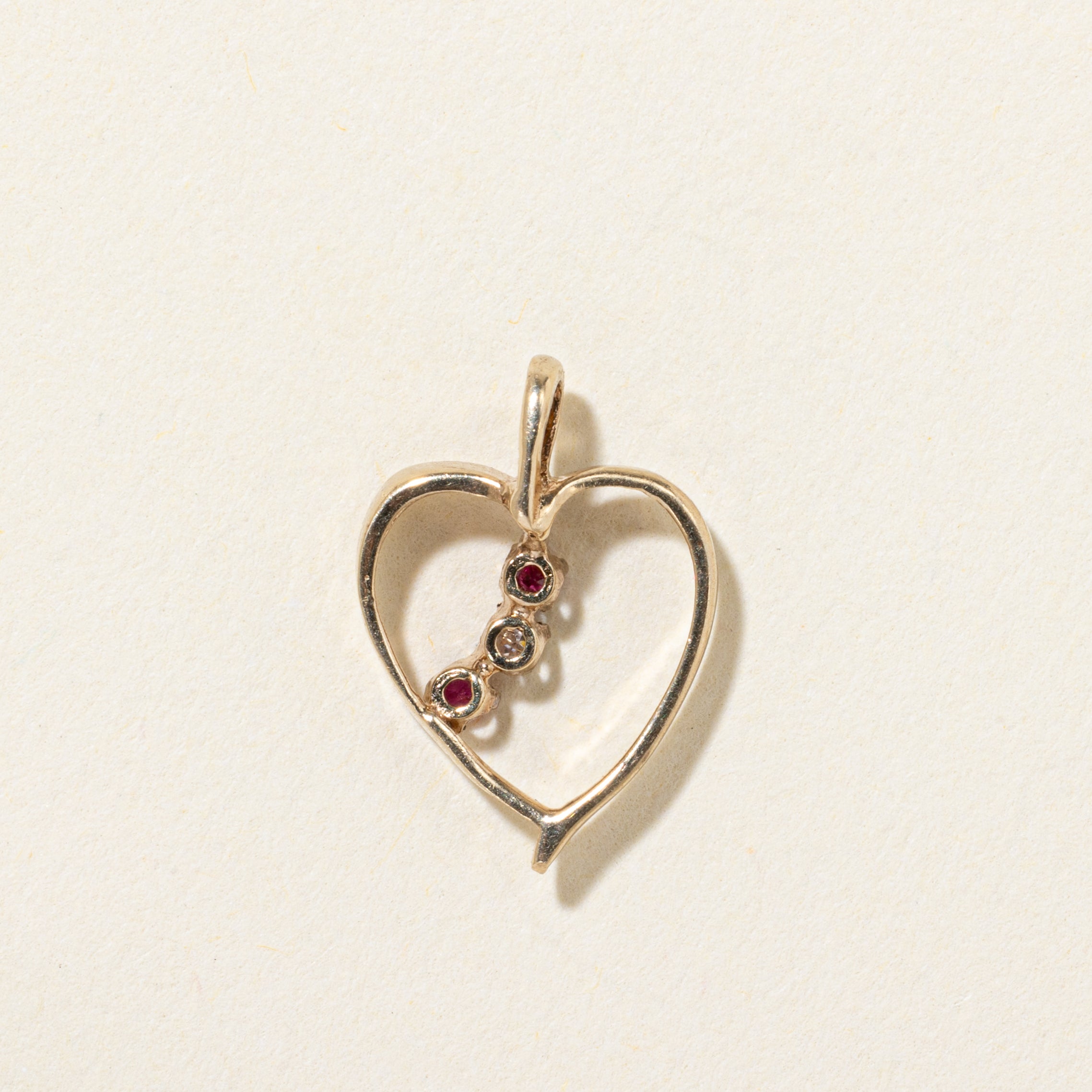 14k Ruby & Diamond Heart Pendant