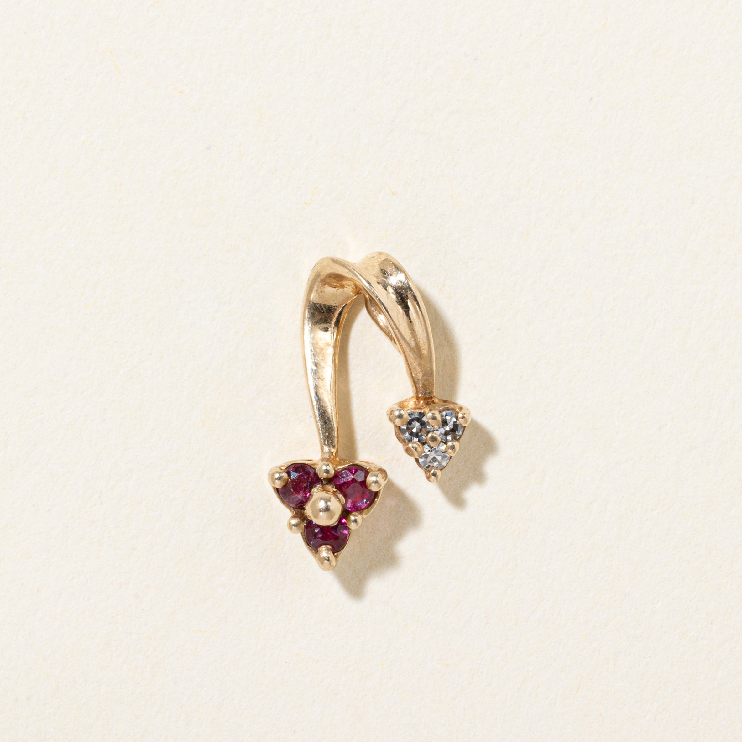 14k Diamond & Ruby Cluster Pendant