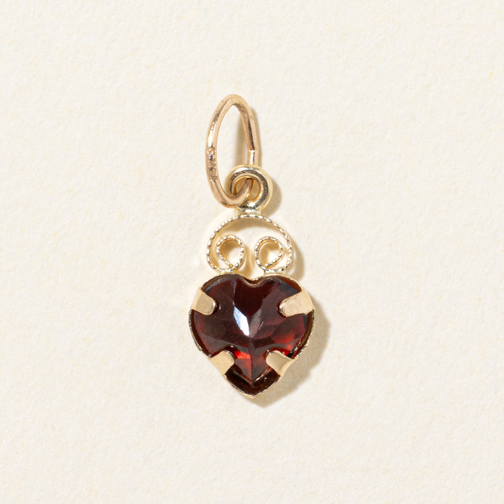 10k Heart Cut Garnet Charm | 0.28ct