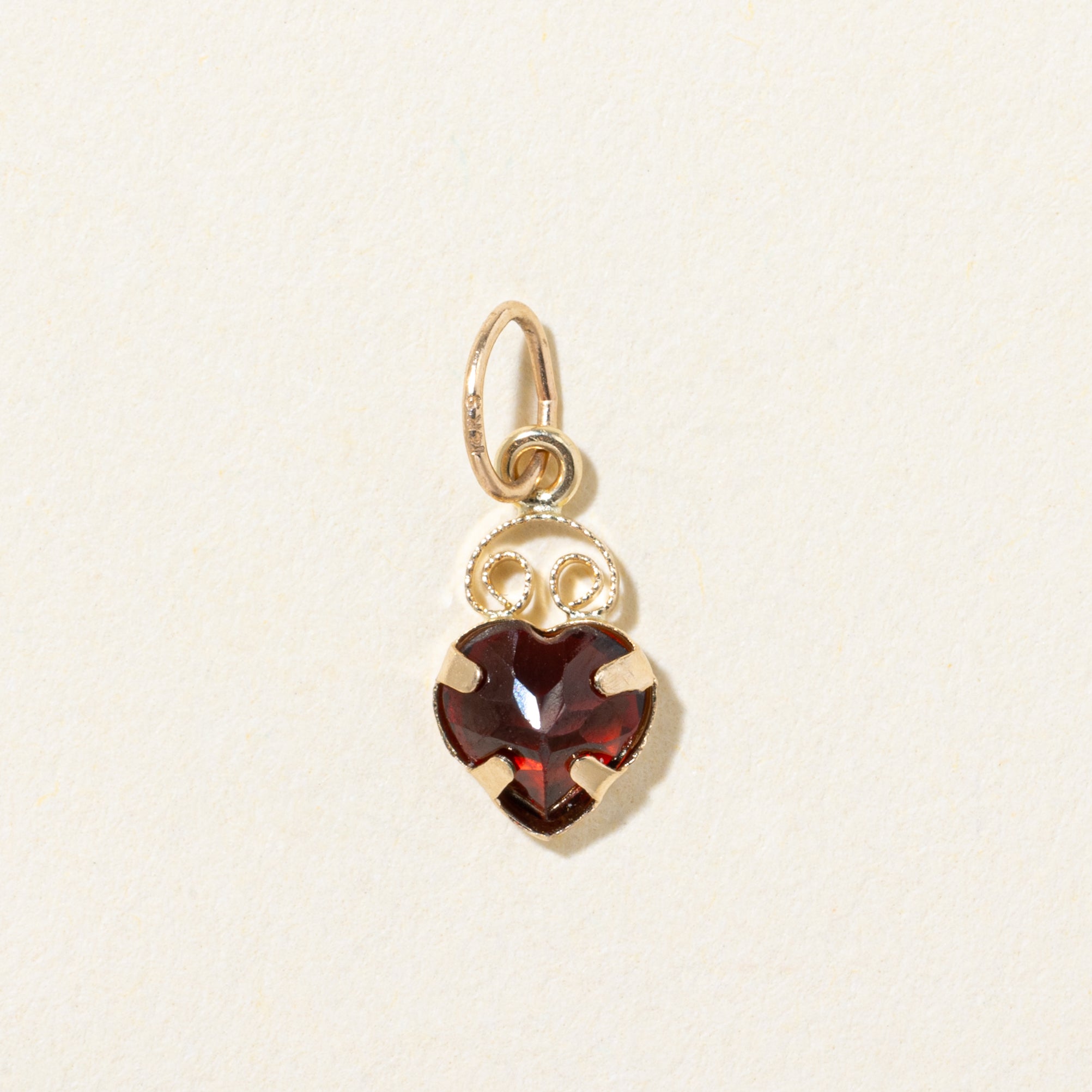 10k Heart Cut Garnet Charm | 0.28ct