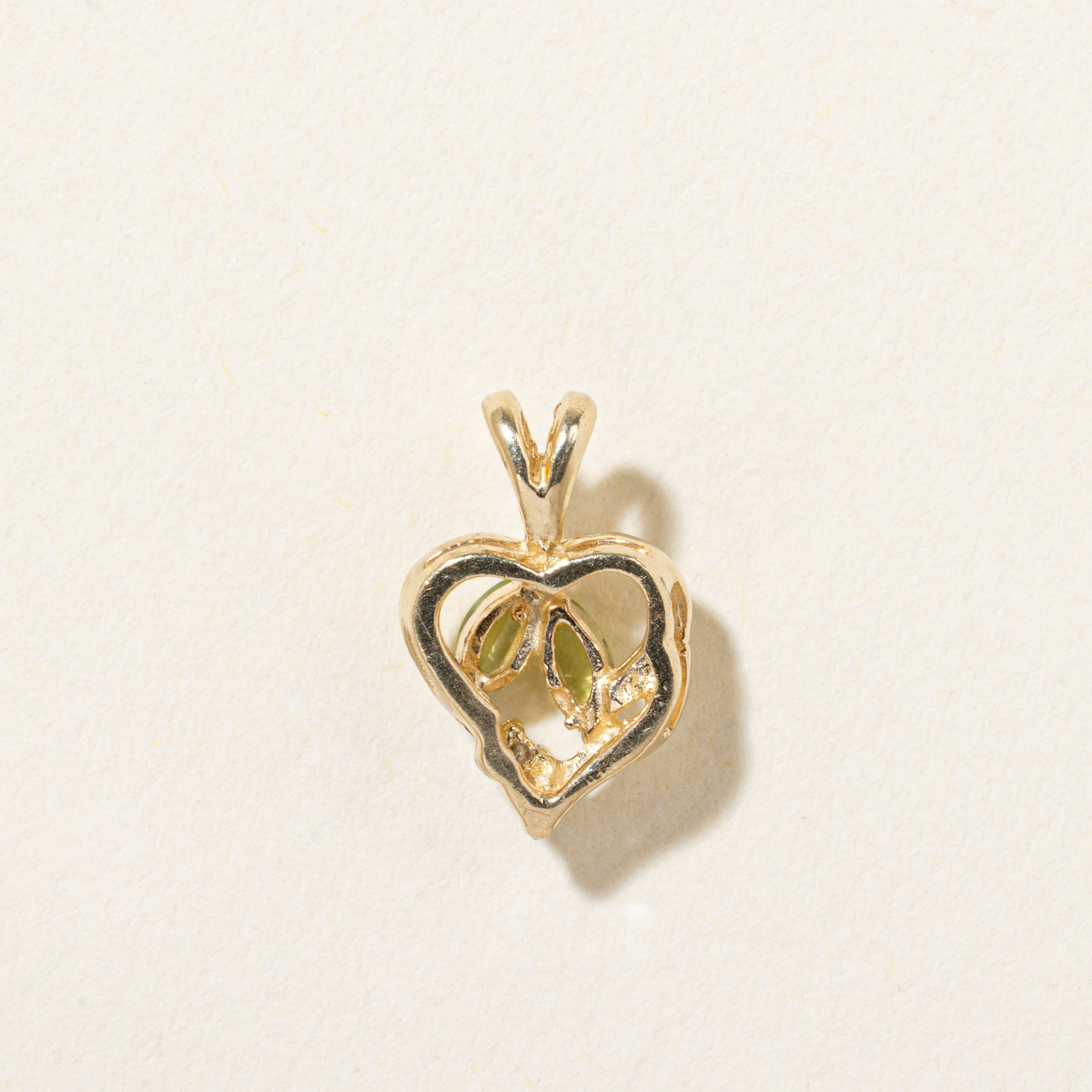 10k Peridot & Diamond Heart Pendant