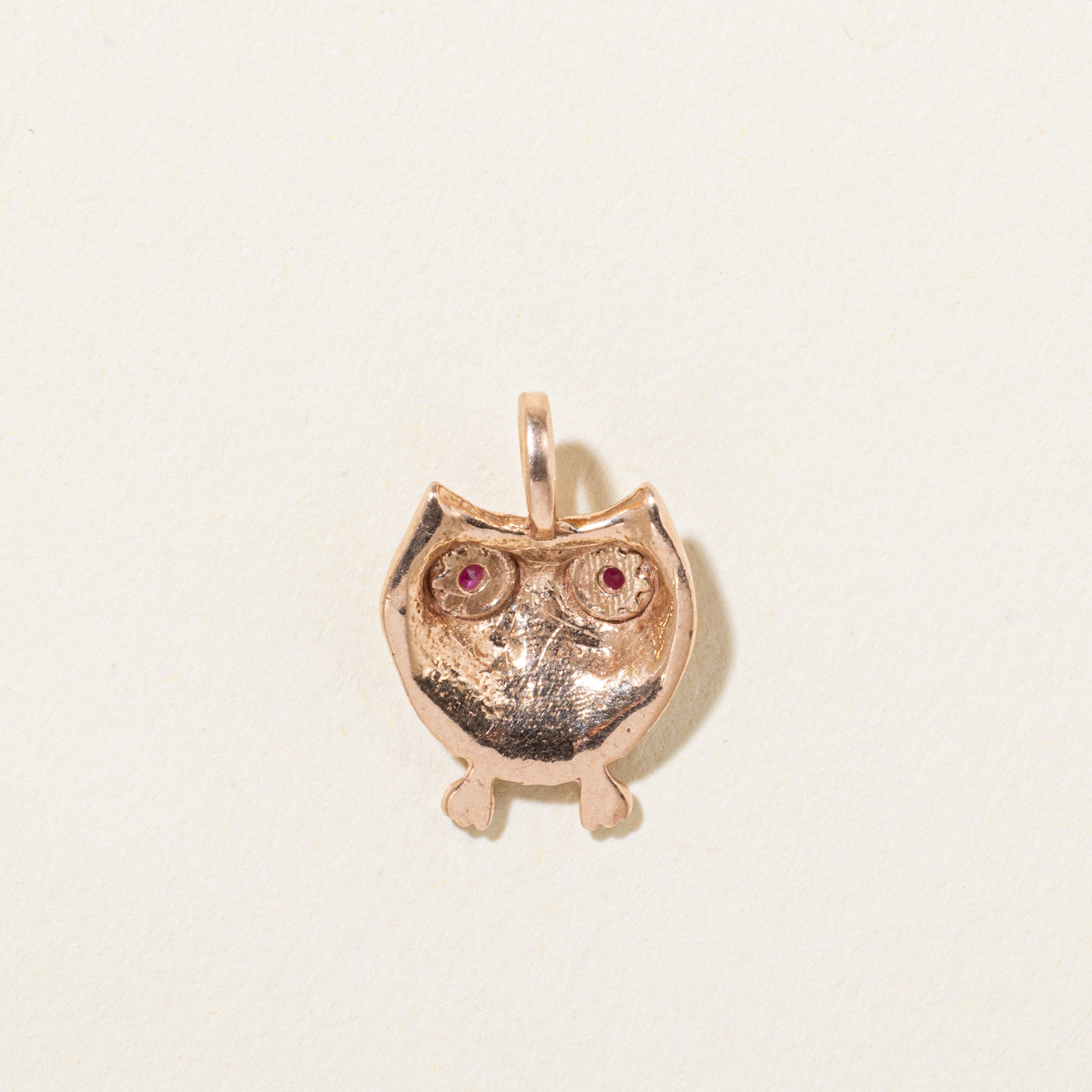10k Ruby & Diamond Owl Pendant