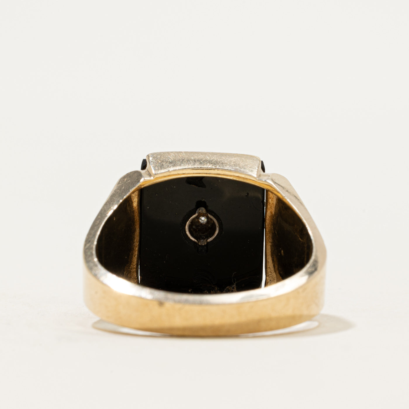 10k Onyx & Diamond Textured Signet Ring | 2.42ct | SZ 10.75