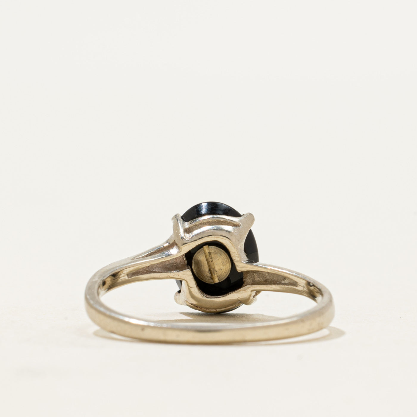 14k Oval Onyx & Diamond Bypass Ring | 1.24ct | SZ 6