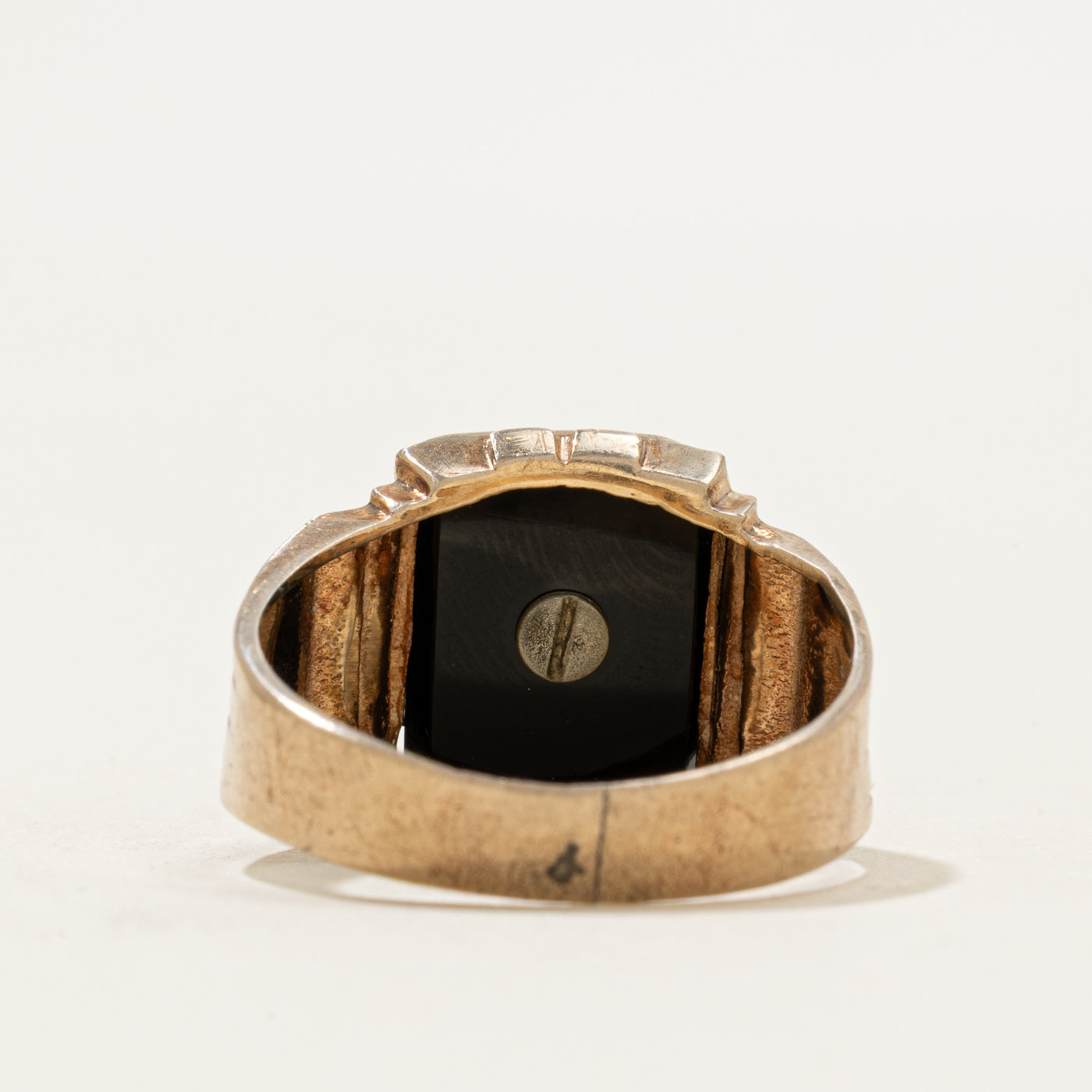 Vintage Canadian 10k Onyx "K" Initial Signet Ring | 1.37ct | SZ 8.25