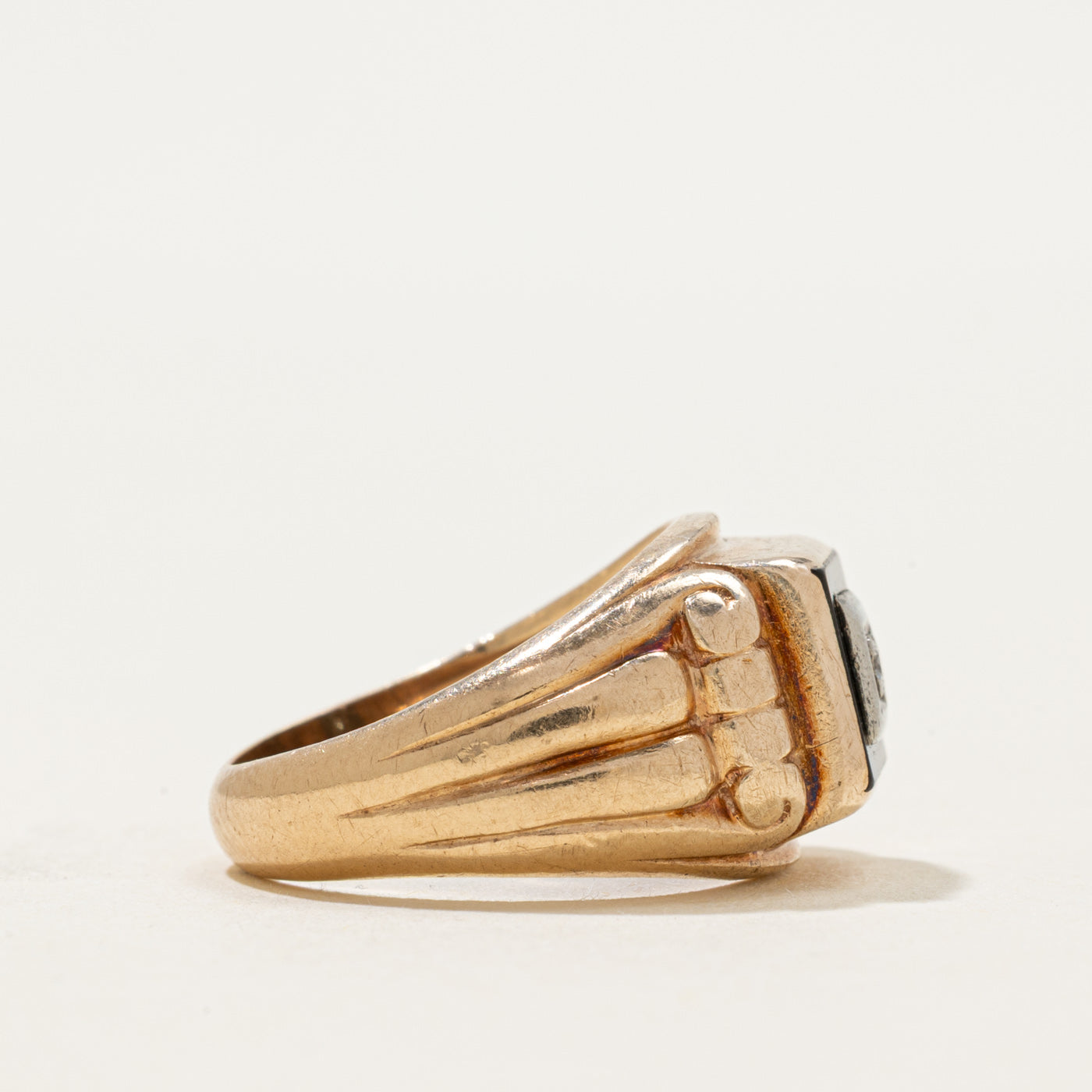 10k Square Onyx & Diamond Signet Ring | 0.71ct | SZ 5.25
