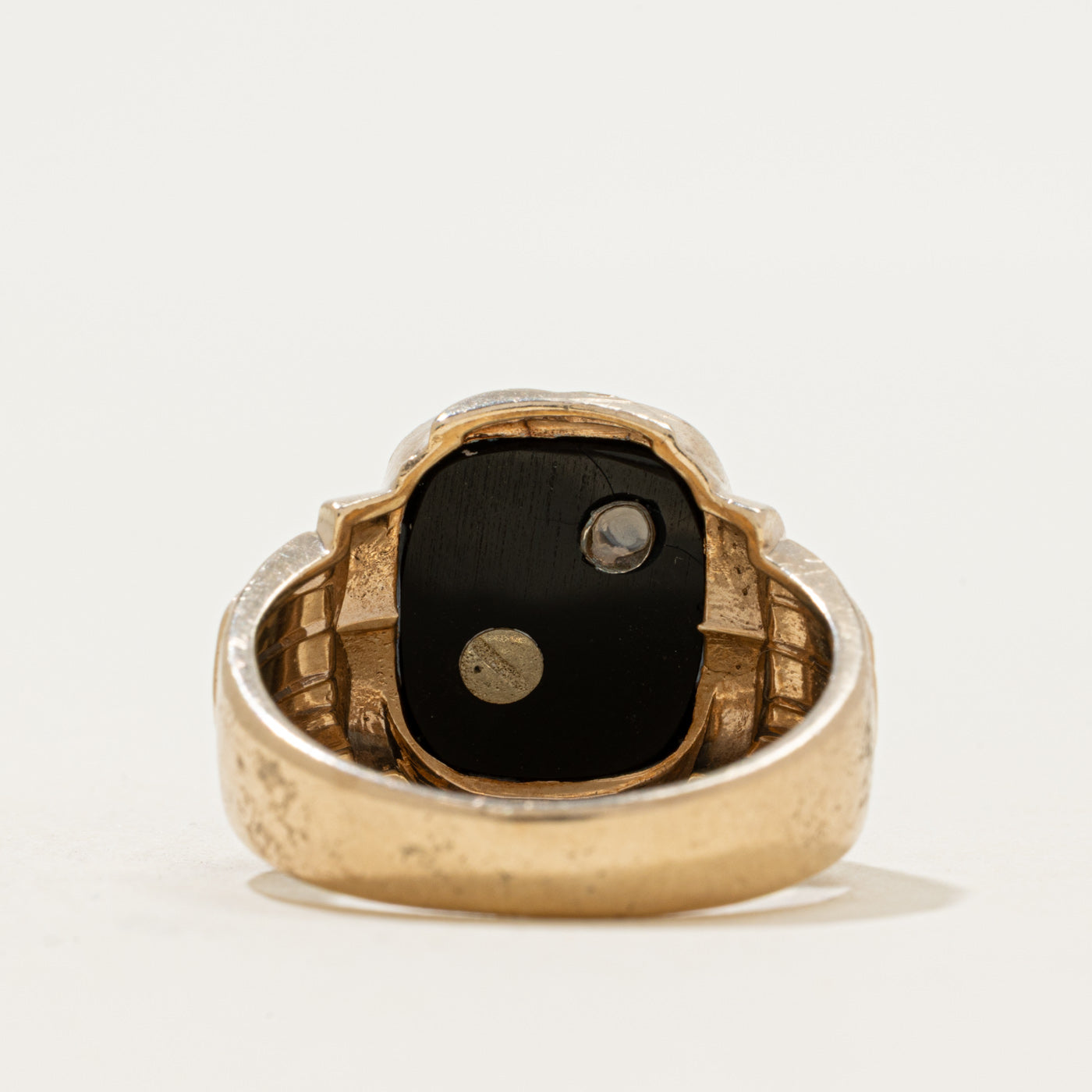 10k Onyx & Diamond "P" Initial Signet Ring | 2.66ct | SZ 9.75