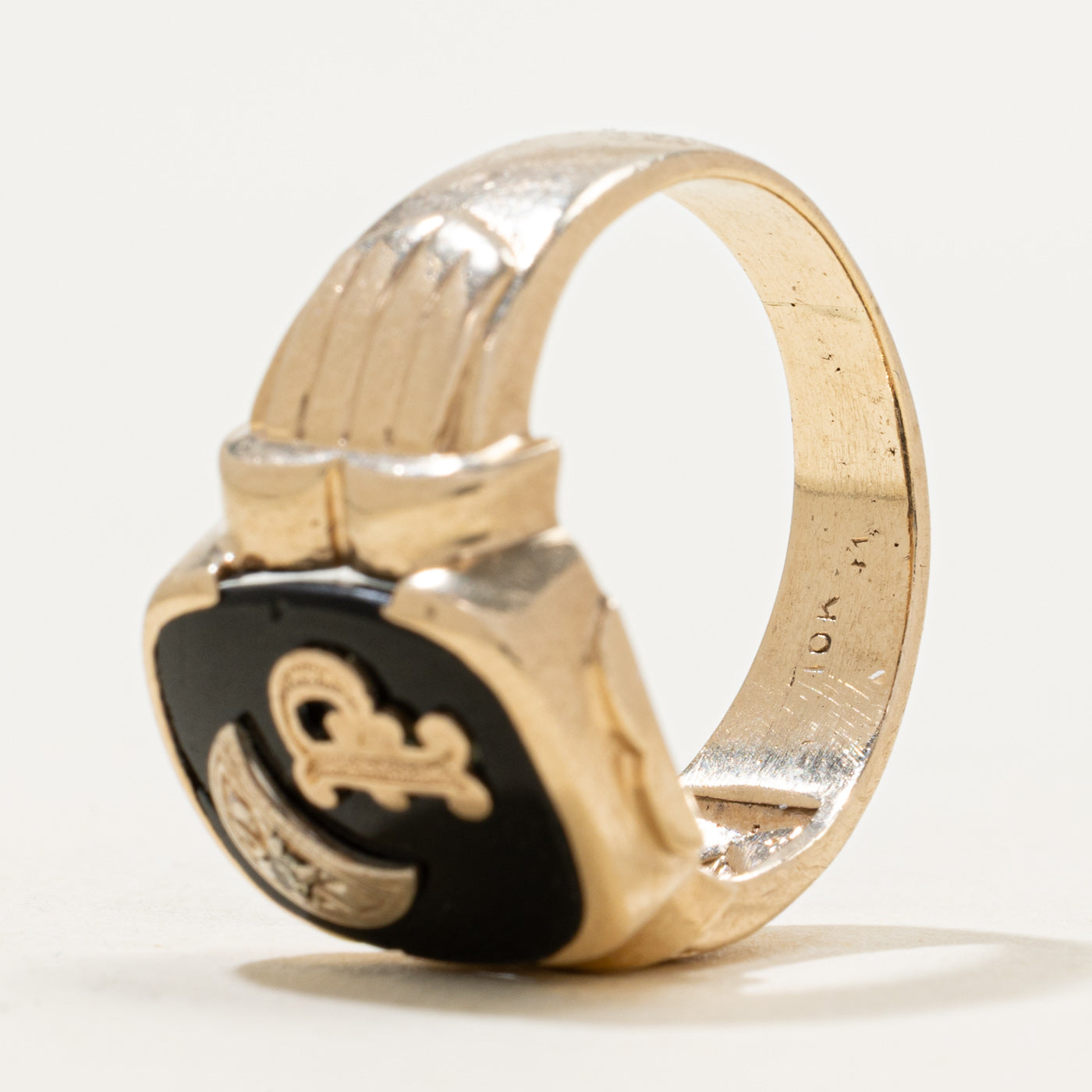 10k Onyx & Diamond "P" Initial Signet Ring | 2.66ct | SZ 9.75
