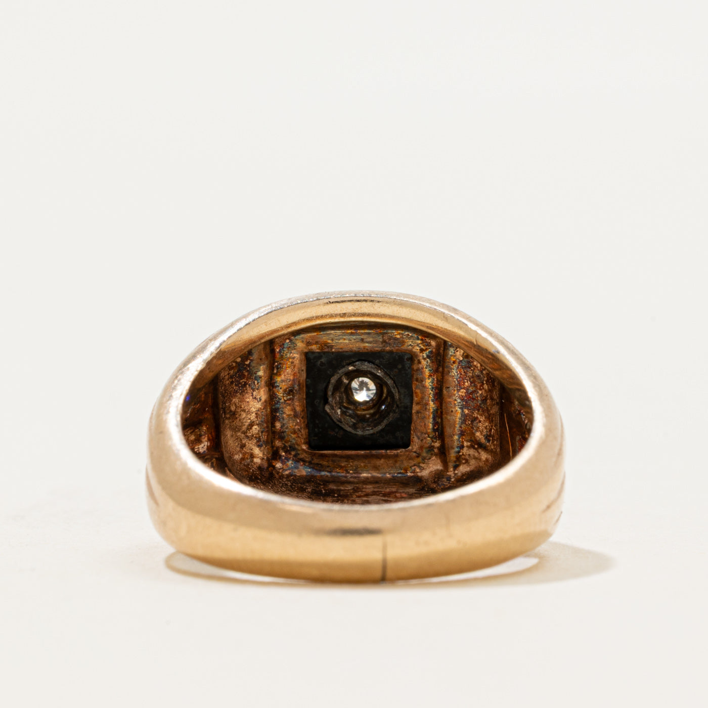 10k Square Onyx & Diamond Signet Ring | 0.71ct | SZ 5.25