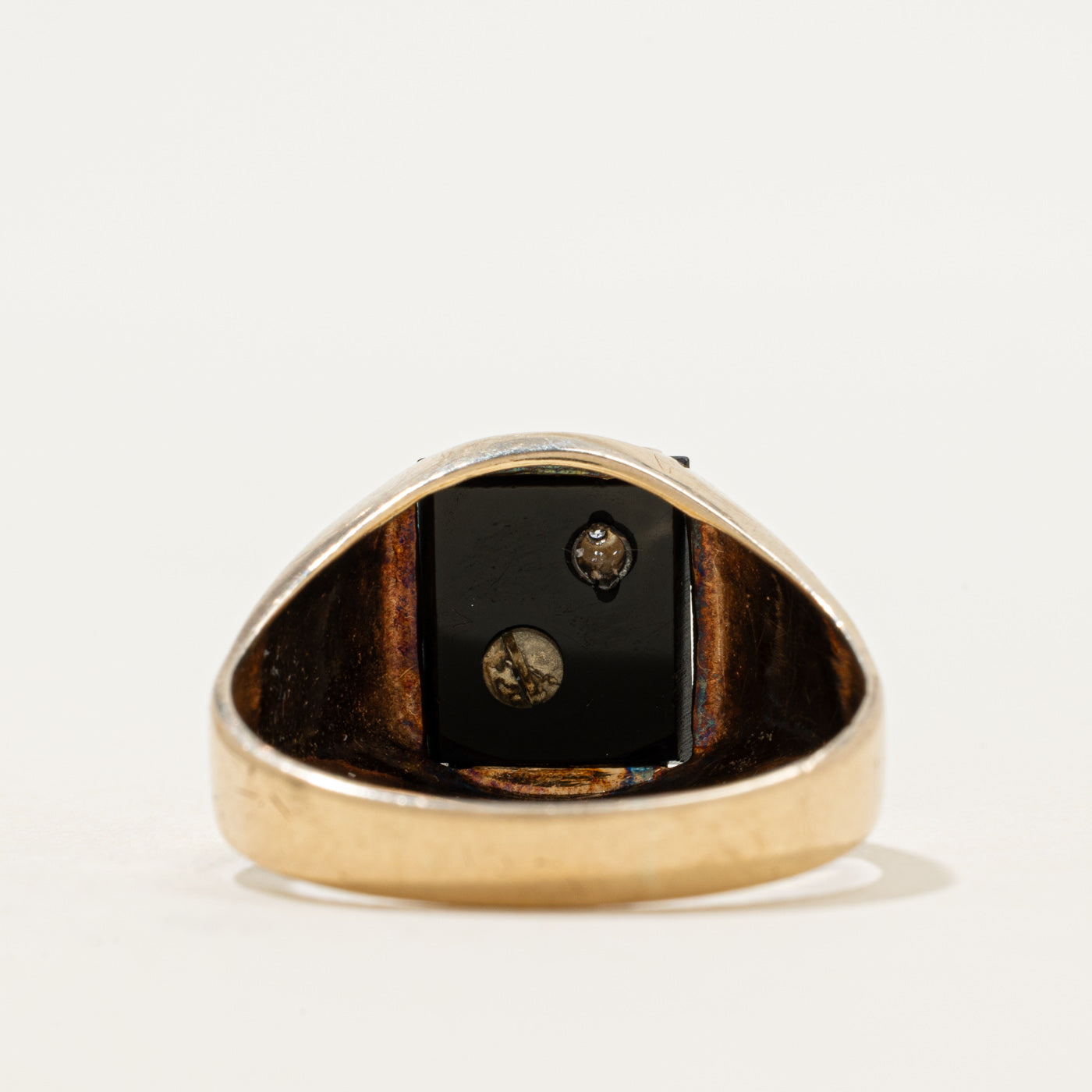 10k Onyx & White Sapphire Accent "G" Initial Signet Ring | 1.81ctw | SZ 13