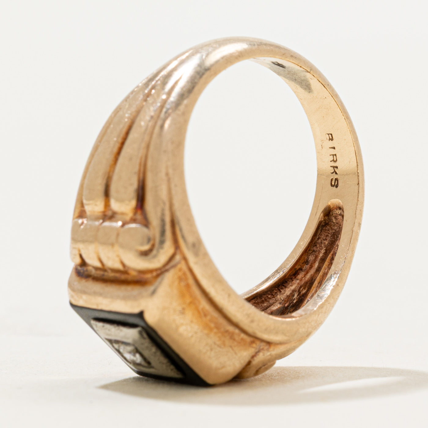 10k Square Onyx & Diamond Signet Ring | 0.71ct | SZ 5.25