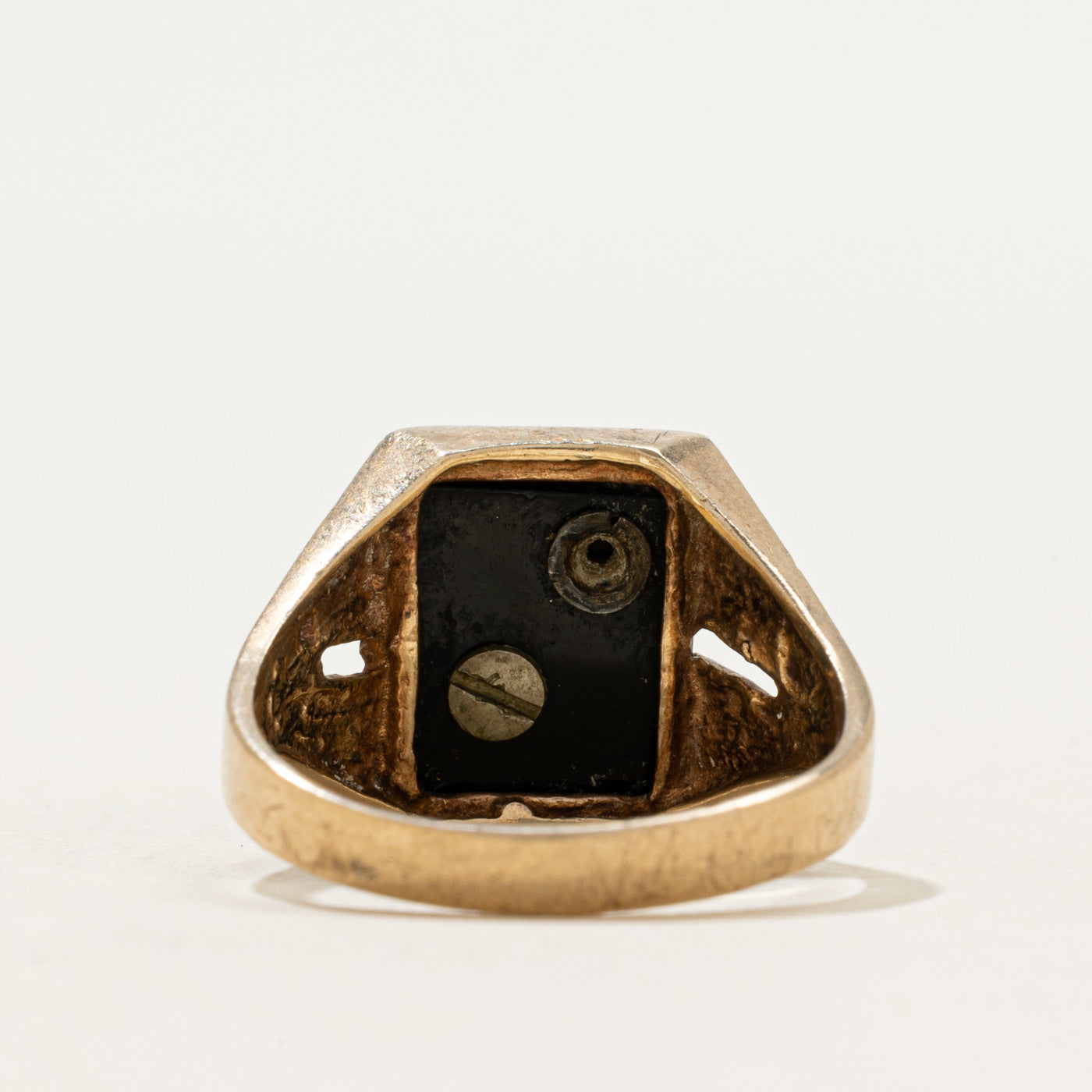 10k Onyx & Diamond "T" Initial Signet Ring | 1.78ct | SZ 7.5