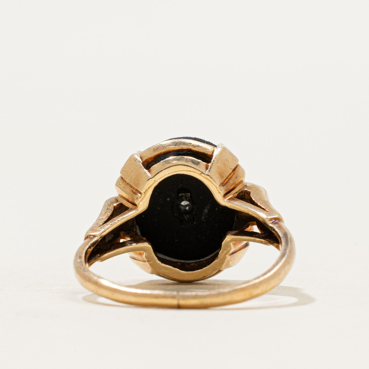 10k Oval Onyx & Diamond Accent Ring | 1.82ct | SZ 5.5