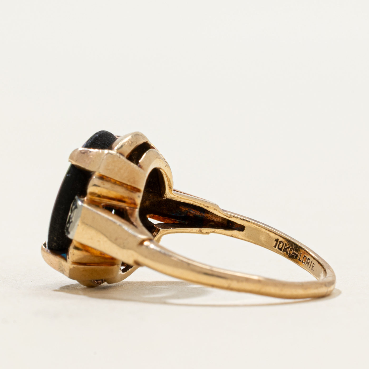 10k Oval Onyx & Diamond Accent Ring | 1.82ct | SZ 5.5