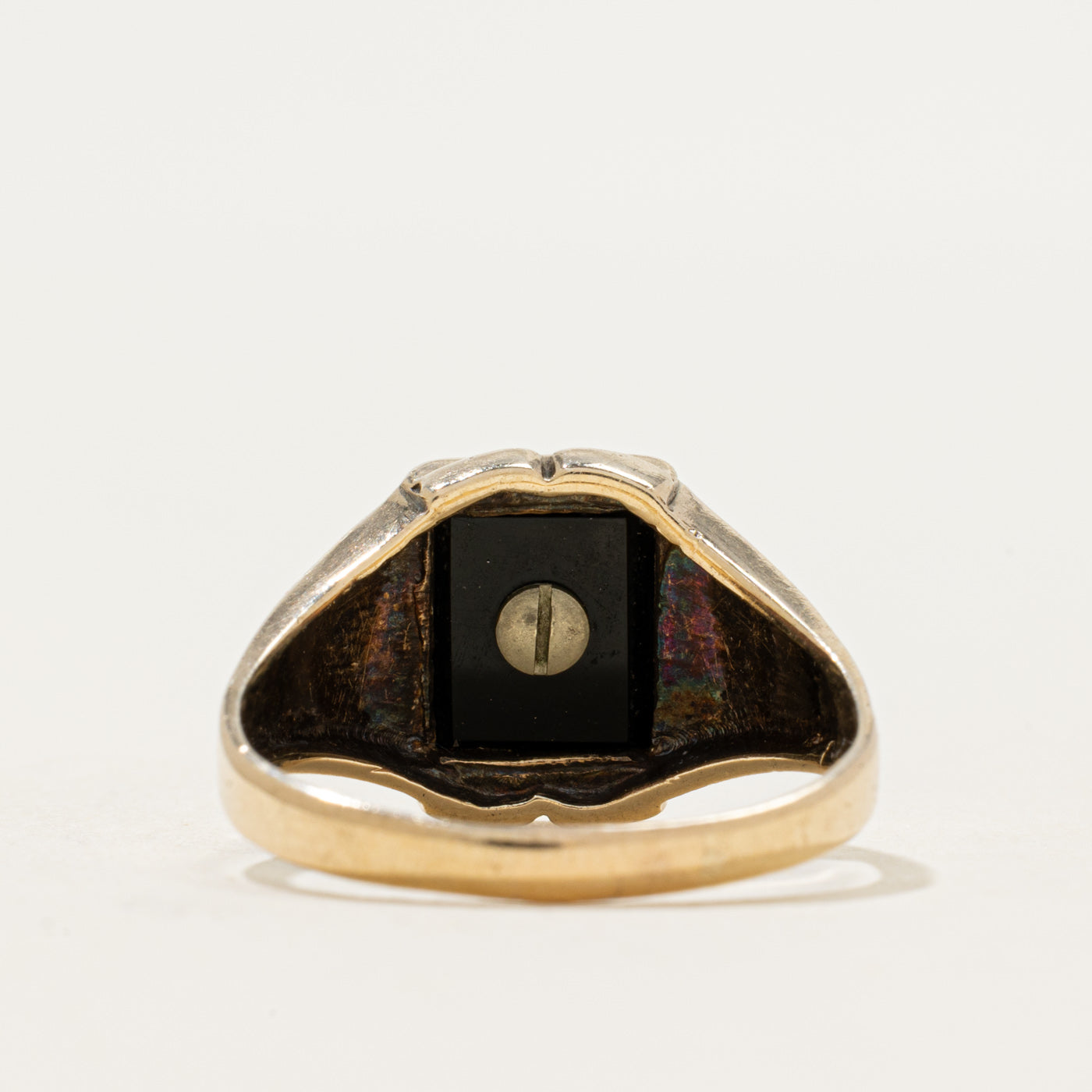 10k Rectangular Onyx "L" Initial Signet Ring | 0.90ct | SZ 9
