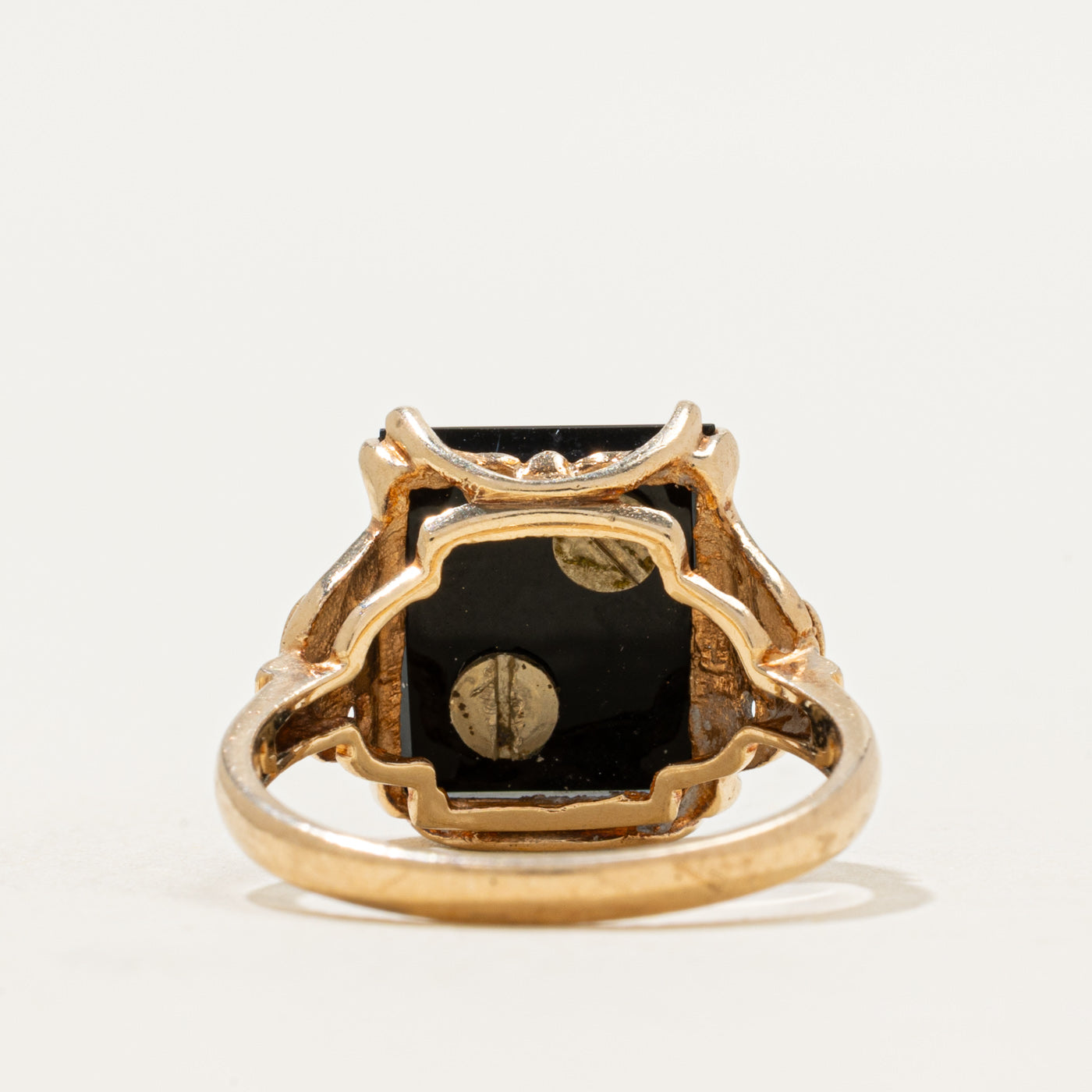 10k Onyx & Diamond "S" Initial Ornate Ring | 1.89ct | SZ 6
