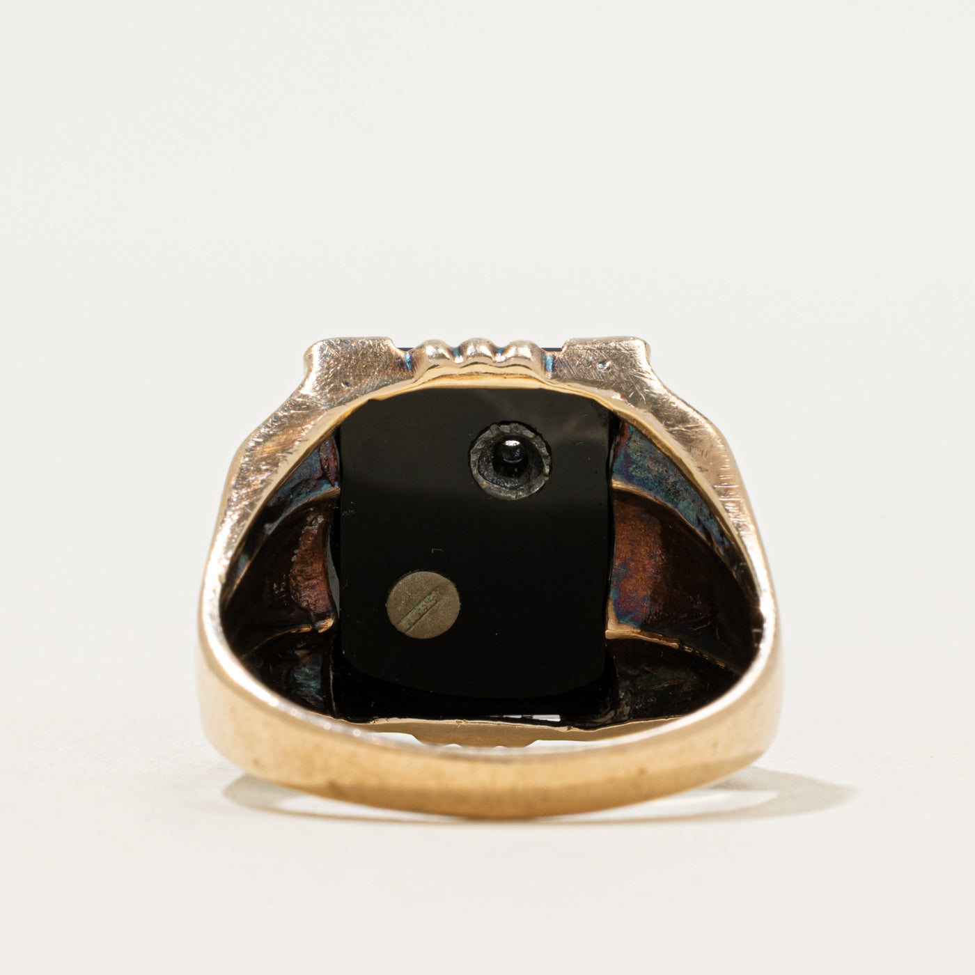 10k Onyx & Diamond "L" Initial Signet Ring | 3.00ct | SZ 10