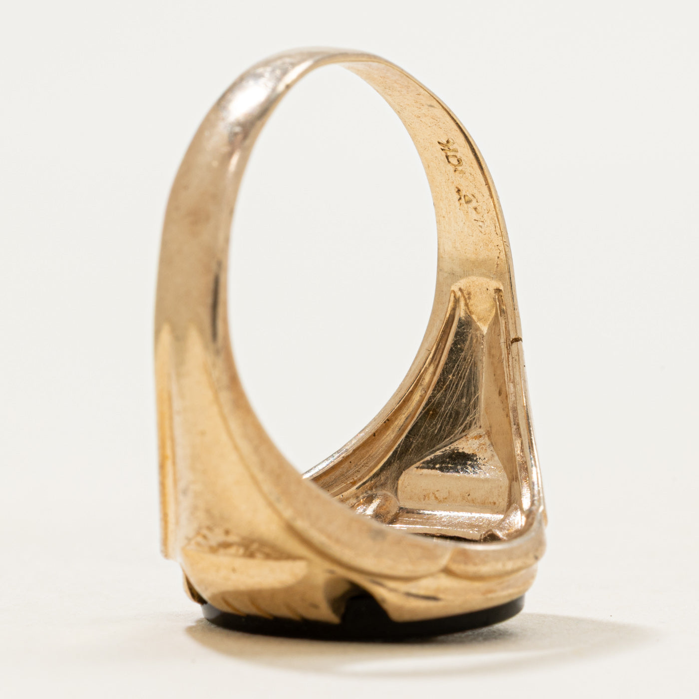 10k Onyx & Diamond "B" Initial Signet Ring | 2.83ct | SZ 11.75