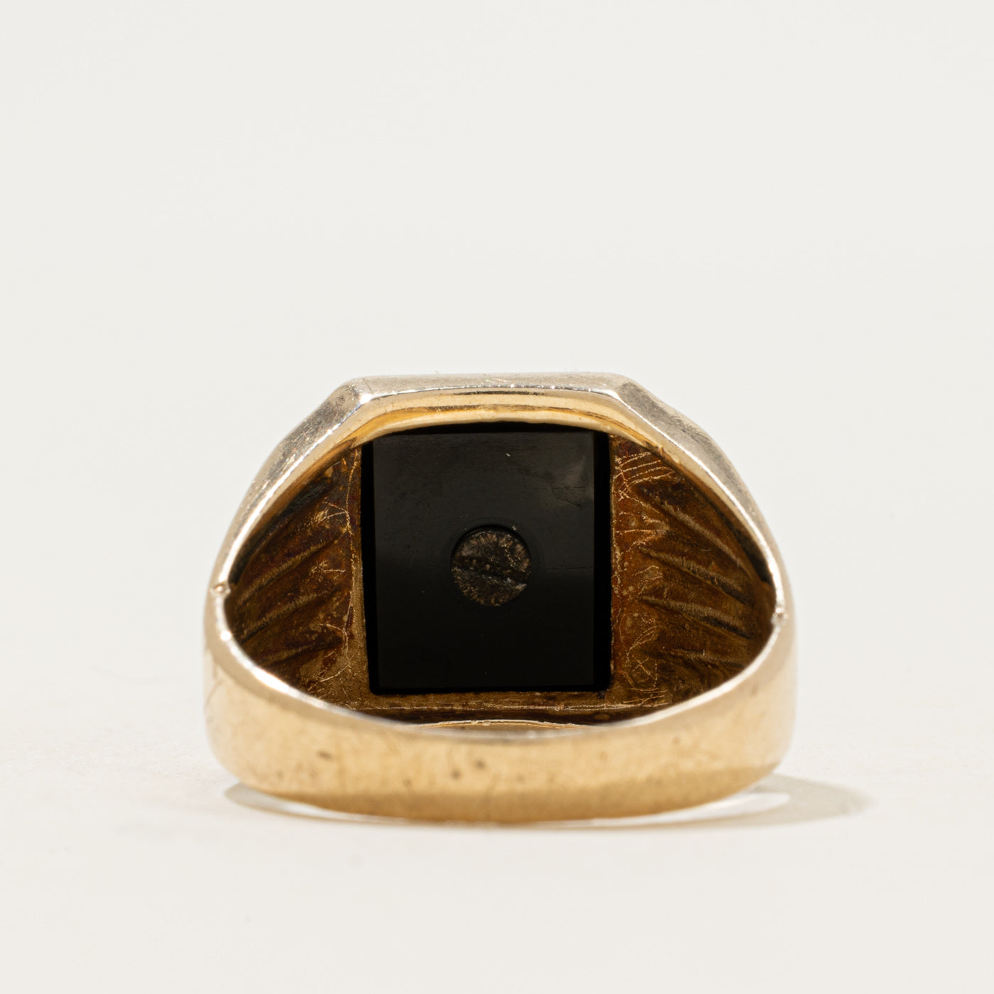 Vintage Canadian 10k Onyx "D" Initial Signet Ring | 1.71ct | SZ 9.5