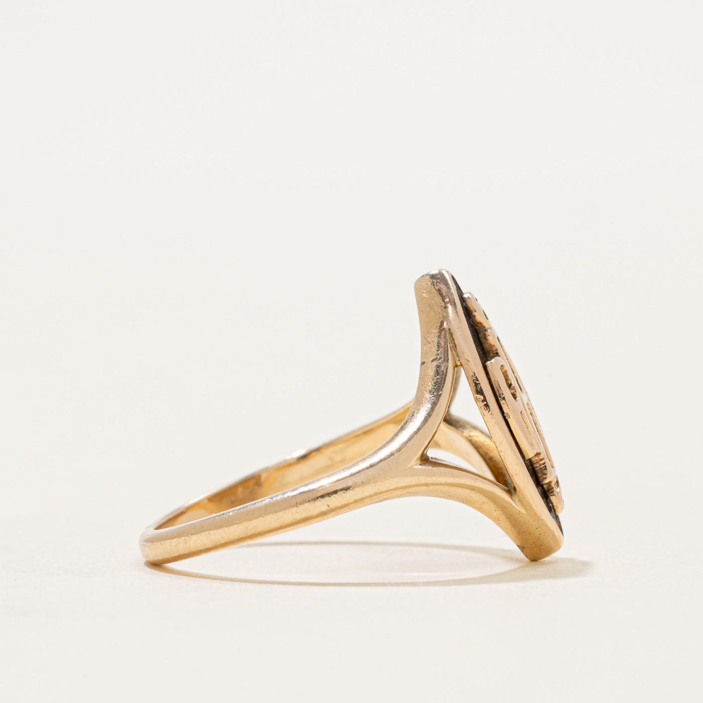 'Birks' 10k Onyx "RAH 62" Initial Navette Ring | SZ 6.25