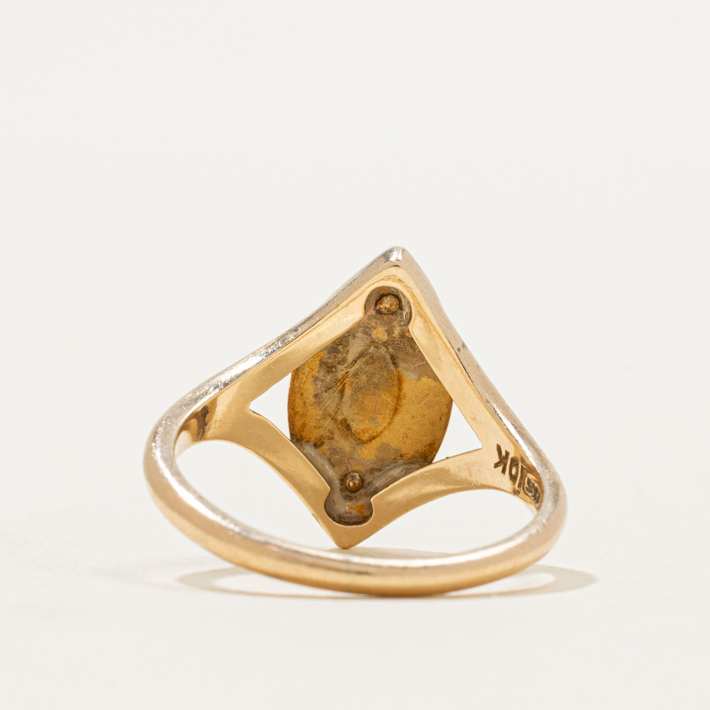 'Birks' 10k Onyx "RAH 62" Initial Navette Ring | SZ 6.25