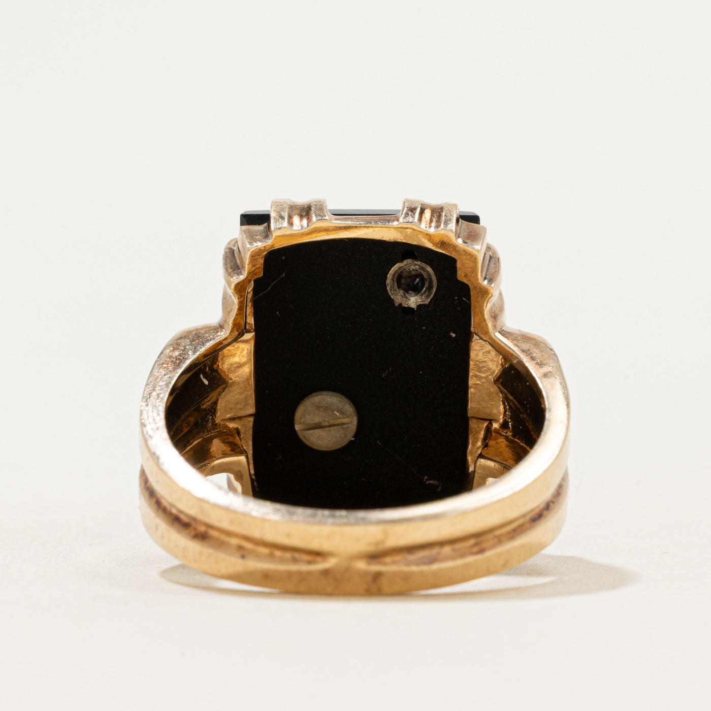 10k Onyx & Diamond "W" Initial Ring | 5.74ct | SZ 9.75