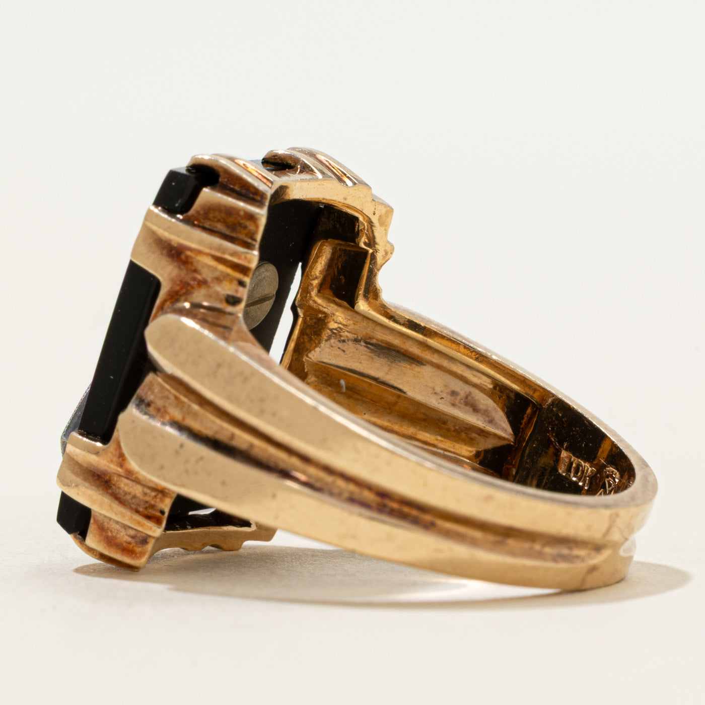 10k Onyx & Diamond "W" Initial Ring | 5.74ct | SZ 9.75