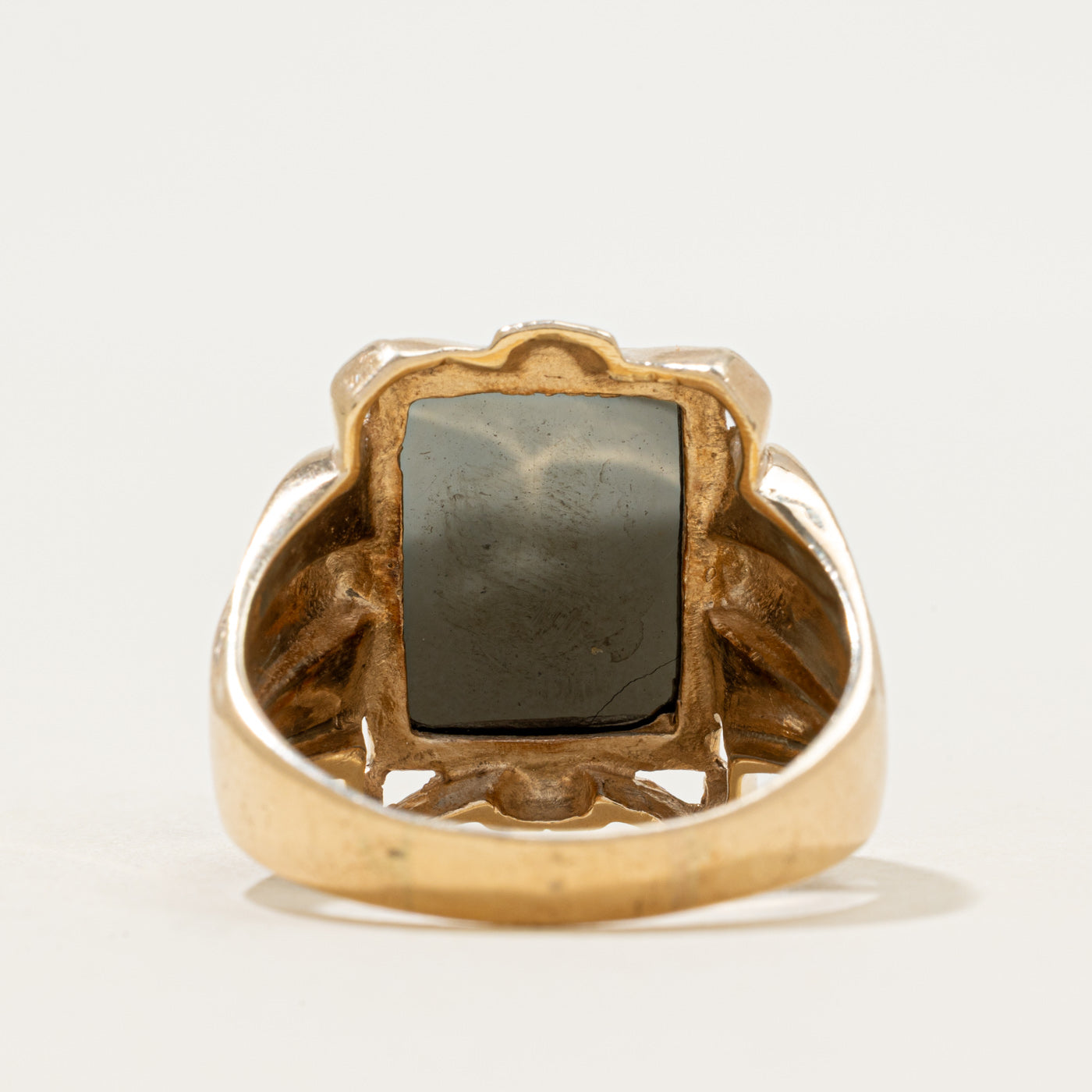 10k Hematite Legionnaire Intaglio Chunky Signet Ring | 3.00ct | SZ 13