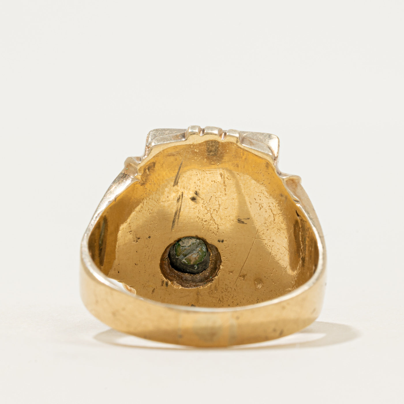 10k Hematite & Diamond "A" Initial Engraved Signet Ring | 3.86ct | SZ 12.25