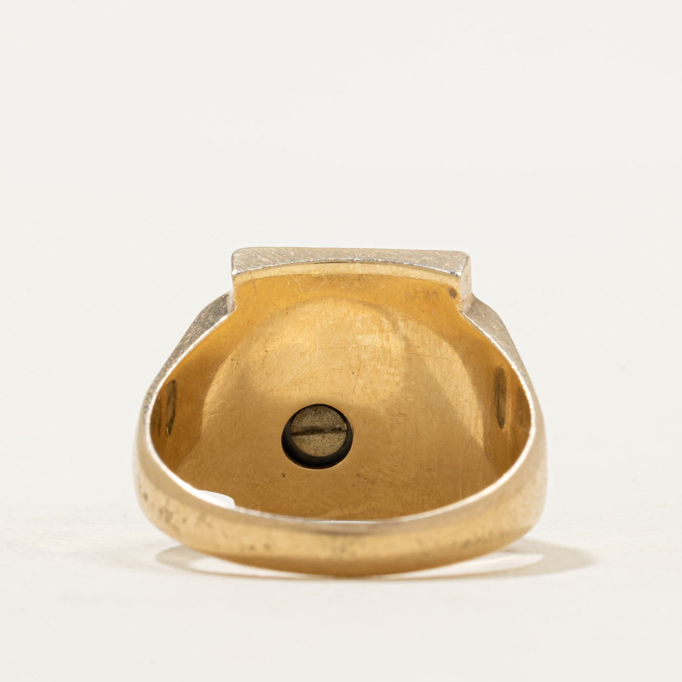 10k Hematite & Diamond "K" Initial Signet Ring | 2.45ct | SZ 9.5