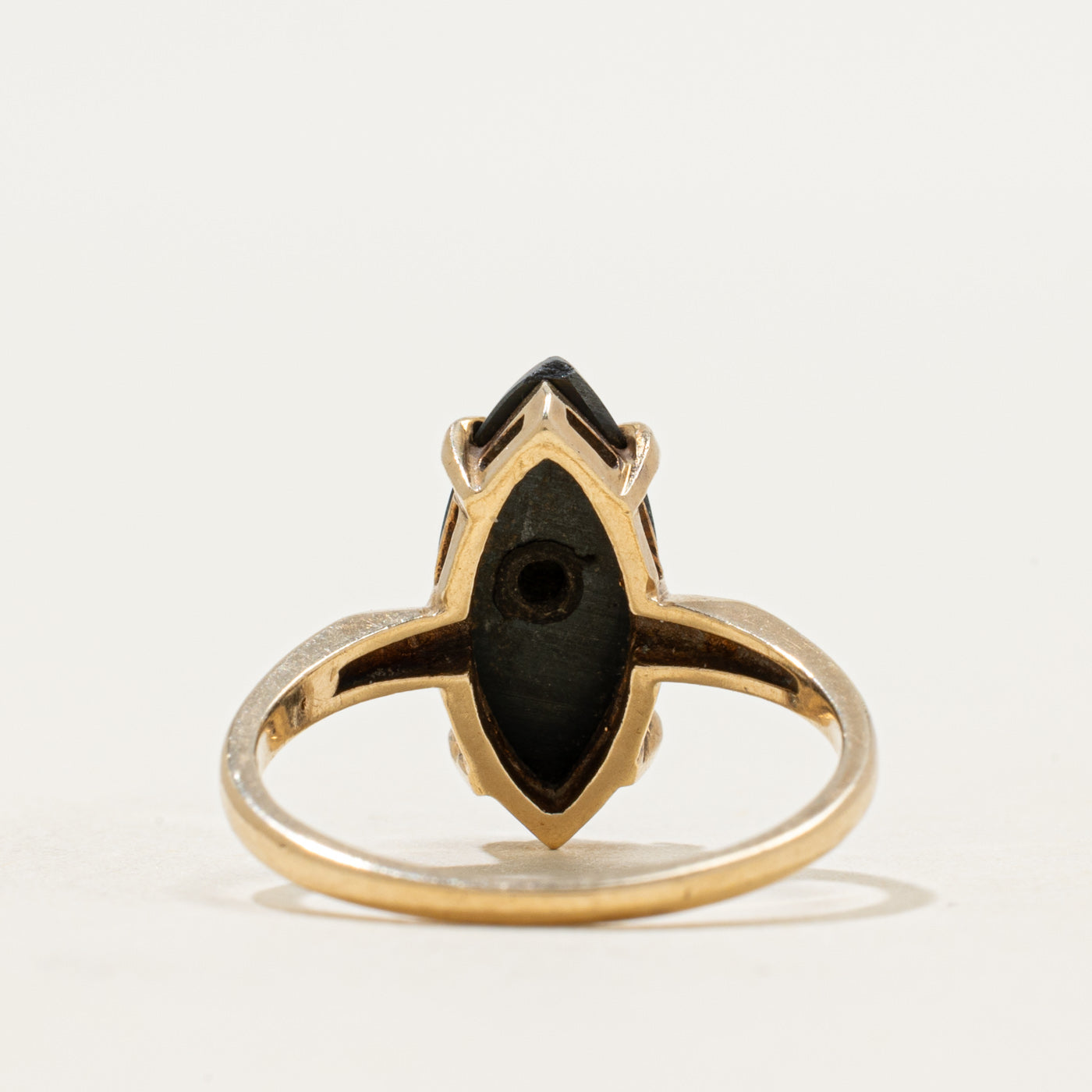 10k Hematite & Diamond Accent Navette Ring | 1.22ct | SZ 6.5