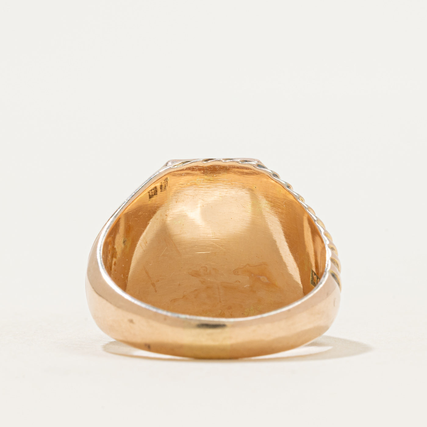 14k Onyx "M" Initial Croissant Signet Ring | 1.00ct | SZ 8.25