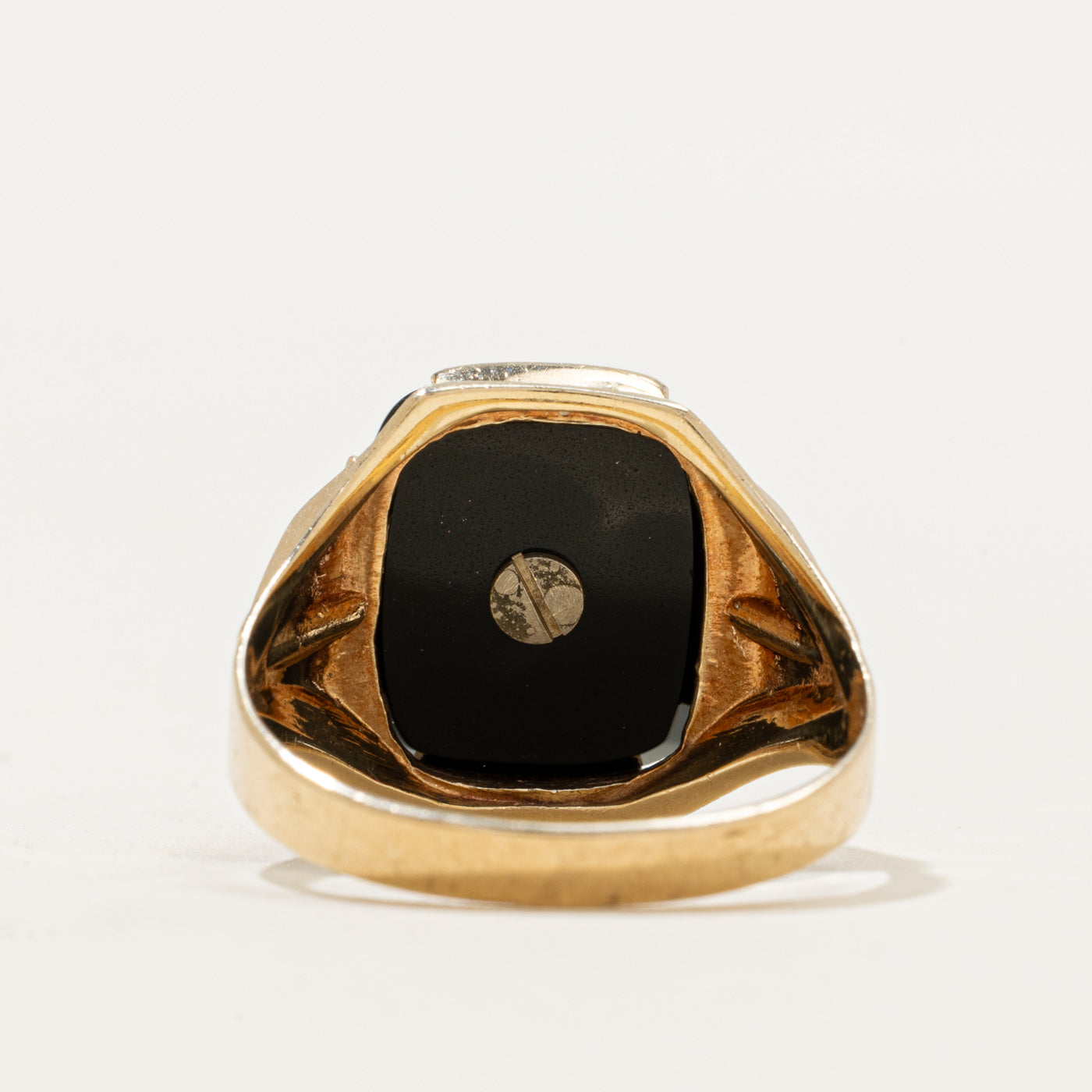 10k Onyx "M" Initial Signet Ring | 2.18ct | SZ 9.25