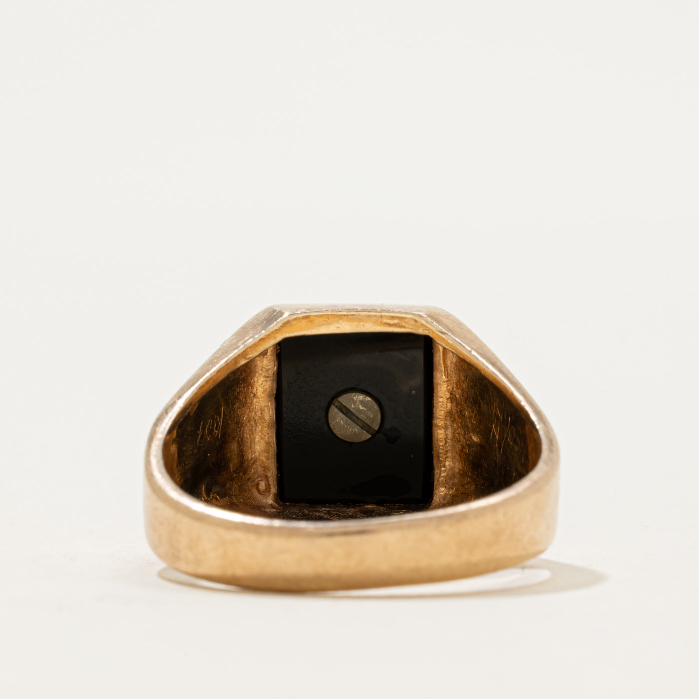 10k Rectangular Onyx "K" Initial Signet Ring | 1.12ct | SZ 10.75