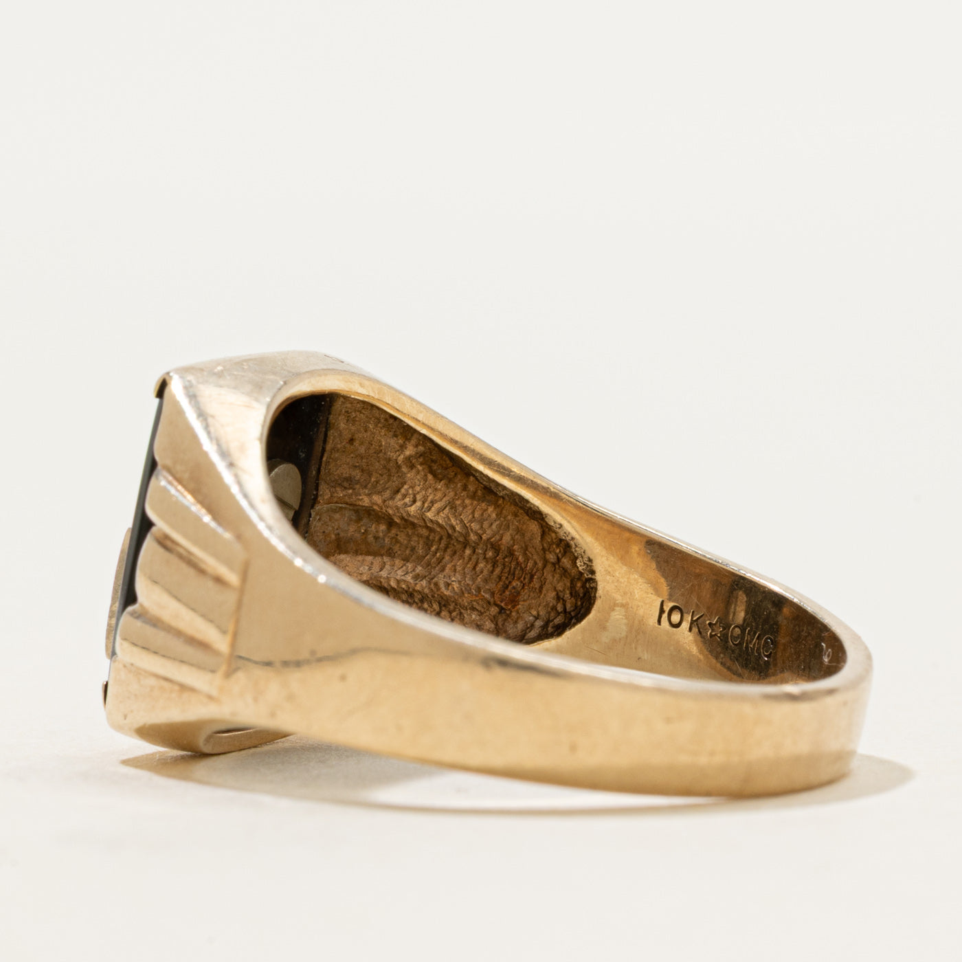 10k Onyx & Diamond "K" Initial Signet Ring | 1.63ct | SZ 11