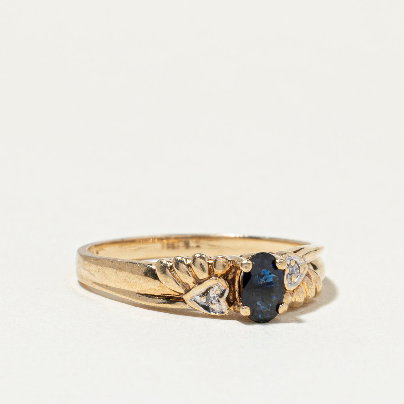 Bague en saphir et diamants avec cœur | Taille 6