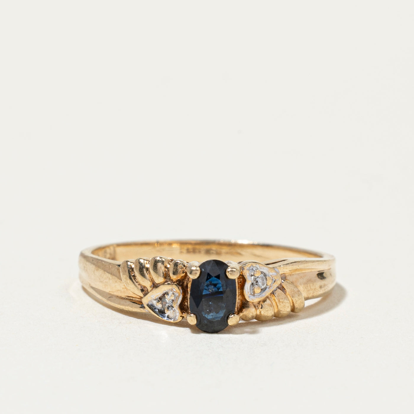 Sapphire & Diamond Heart Accented Ring | SZ 6