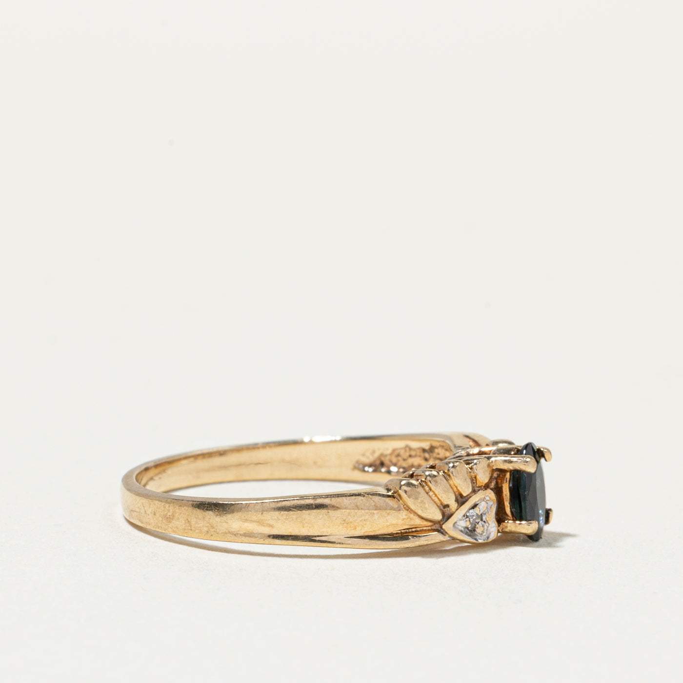 Bague en saphir et diamants avec cœur | Taille 6