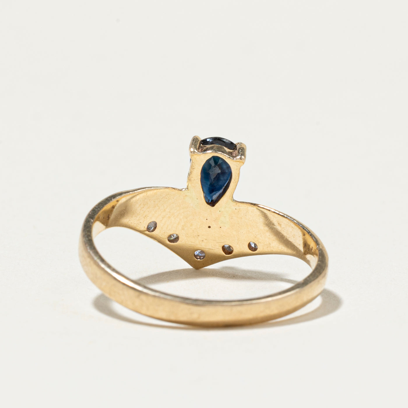 Pear Cut Sapphire & Diamond Chevron Ring | SZ 6