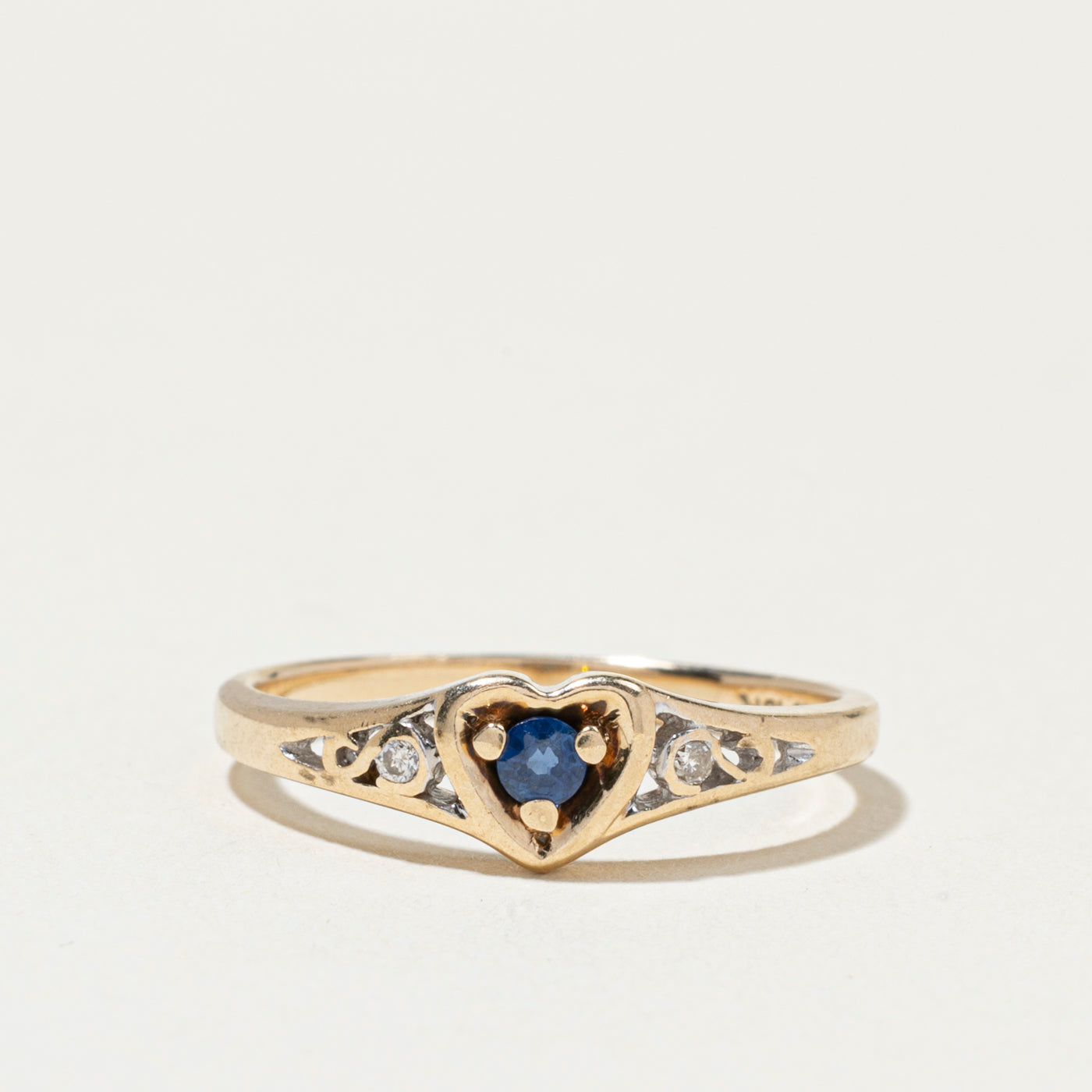 Sapphire & Diamond Heart Ring | SZ 6.25