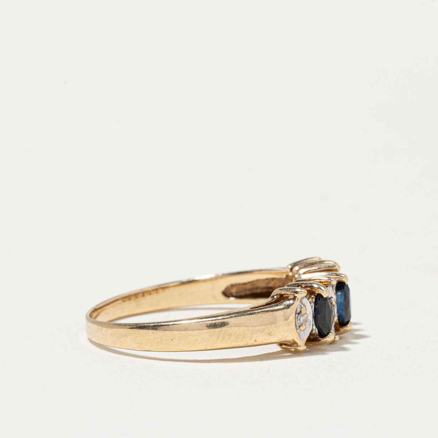 Bague six pierres saphir taille marquise et diamants | Taille 7