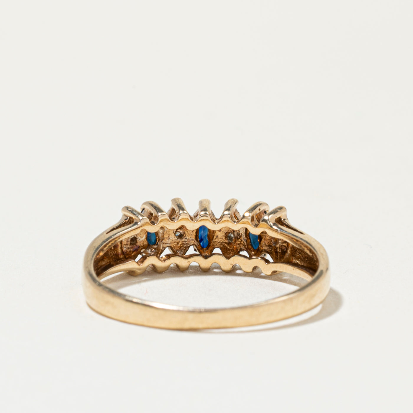 Bague six pierres saphir taille marquise et diamants | Taille 7