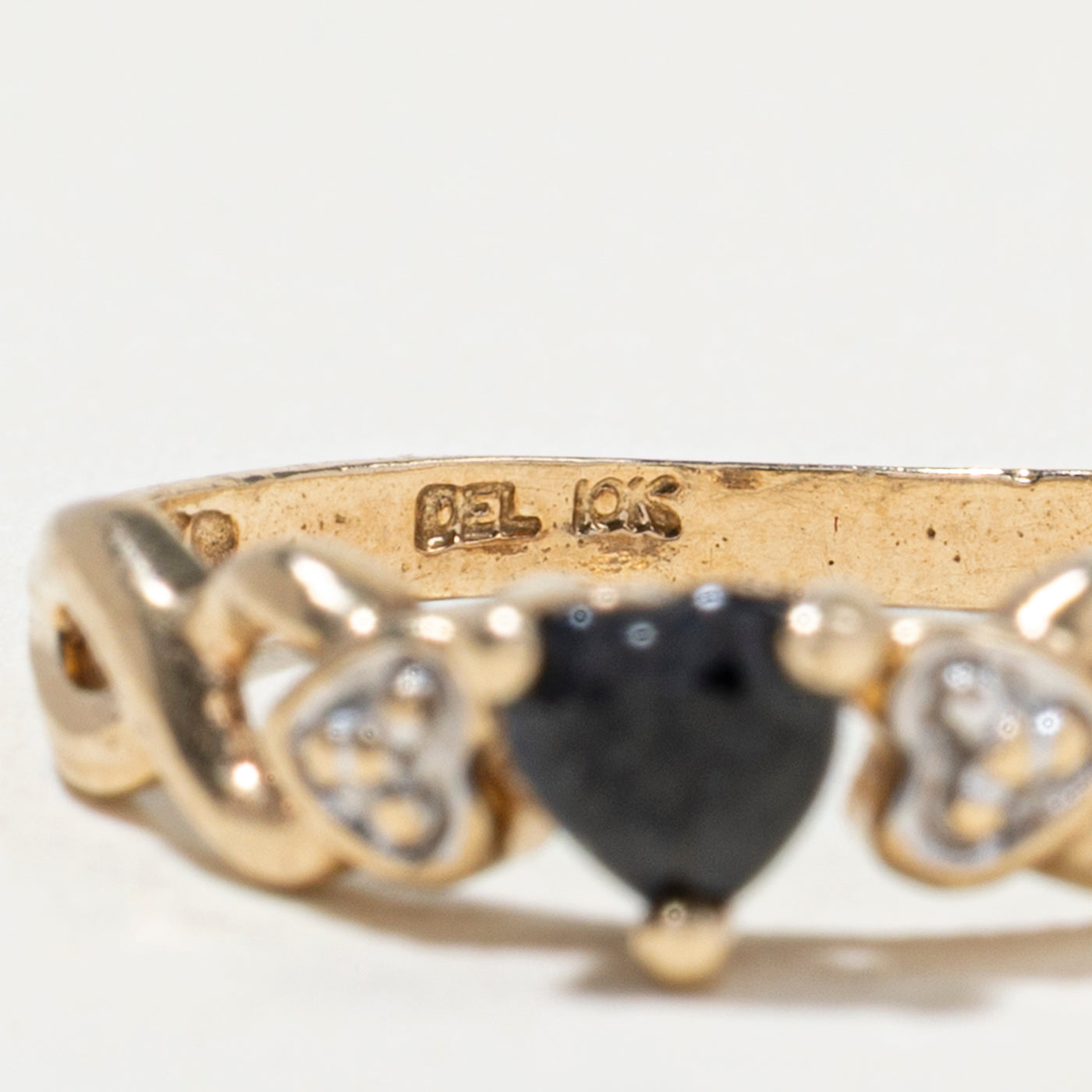 Bague en saphir et diamants avec cœur | Taille 5,5