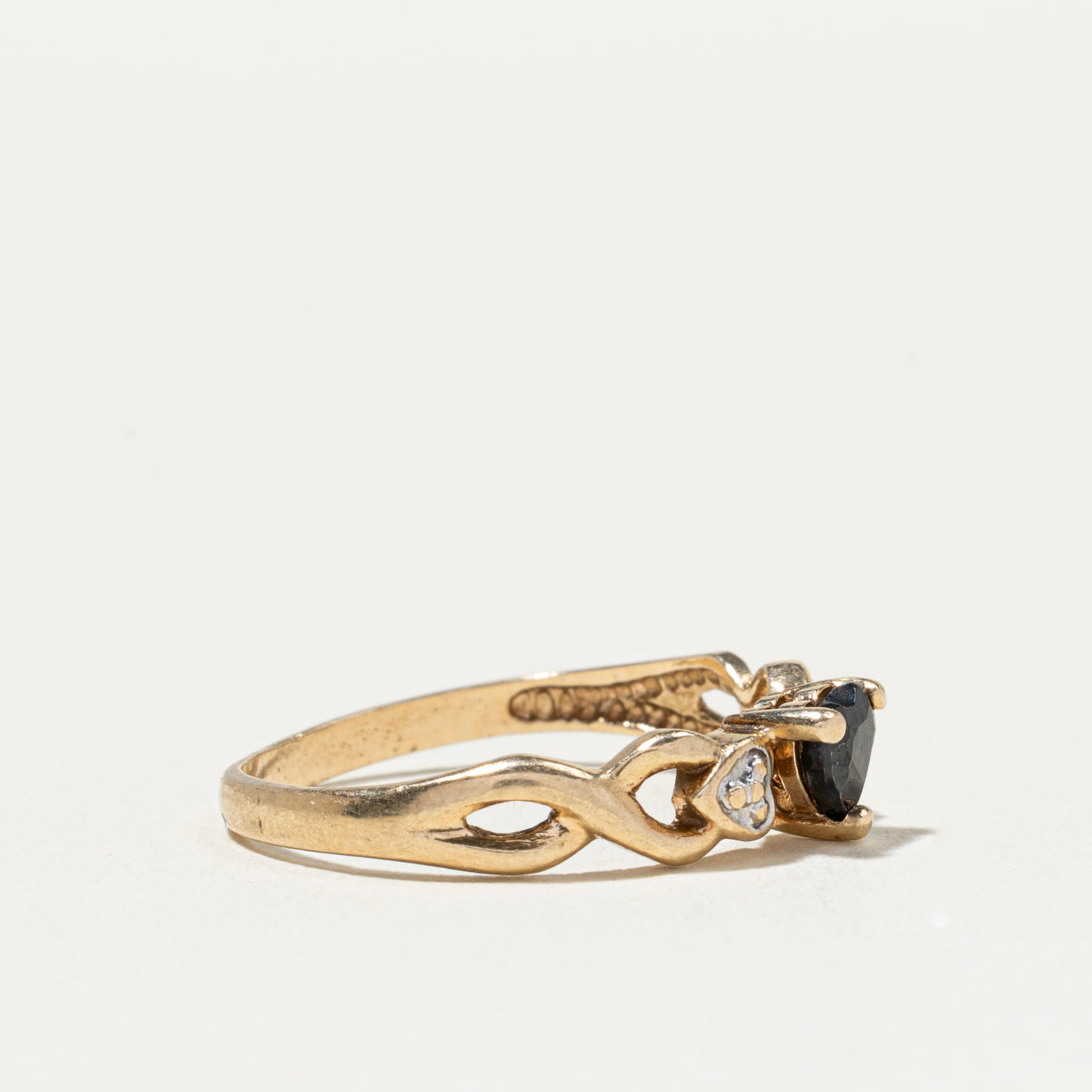 Bague en saphir et diamants avec cœur | Taille 5,5
