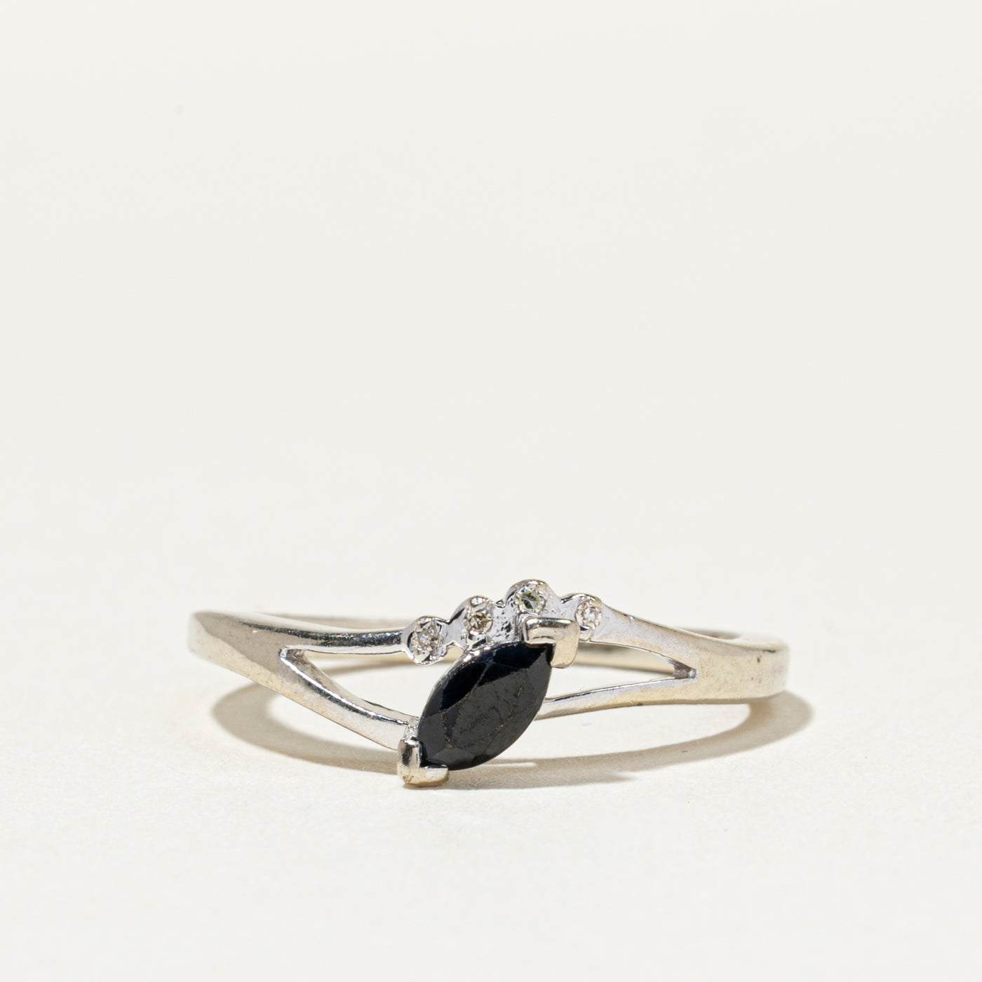 Marquise Cut Sapphire & Diamond Open Shank Ring | SZ 6.25