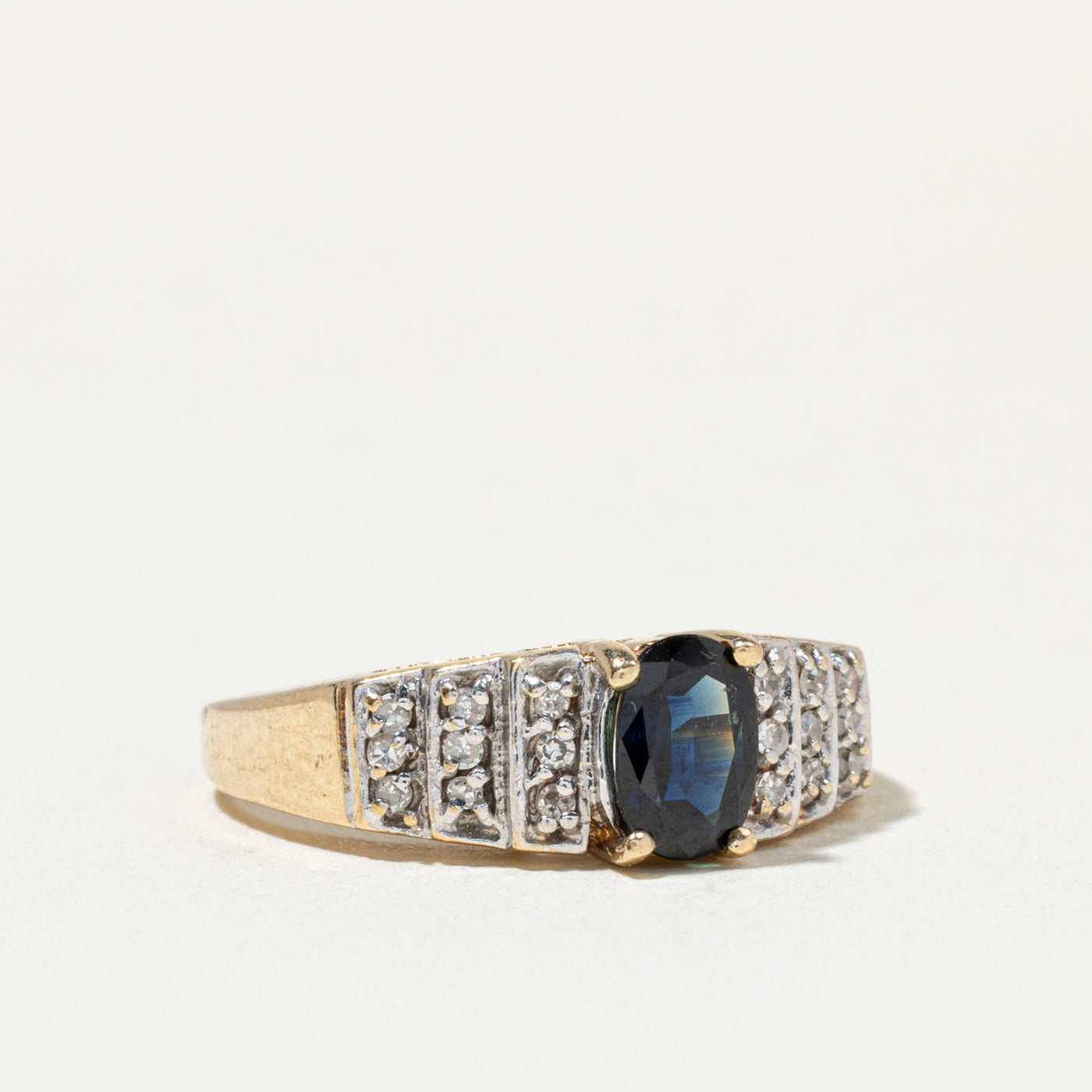 Oval Cut Sapphire & Diamond Accented Ring | SZ 4.75