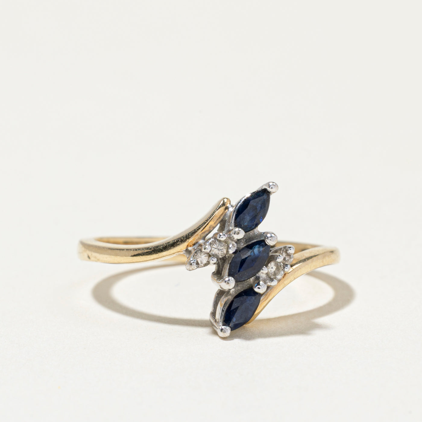 Bague trois pierres saphir et diamants | Taille 6,5