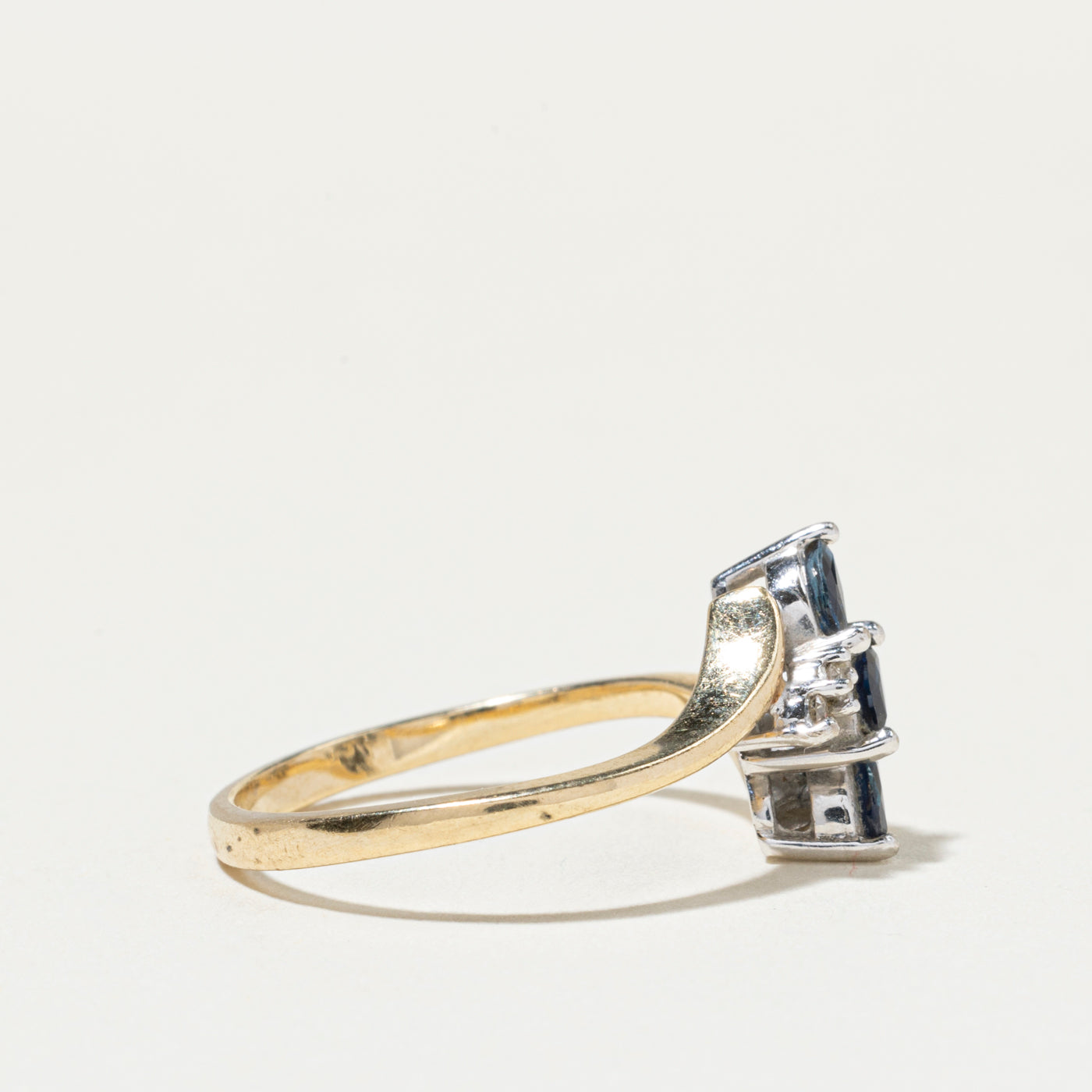 Bague trois pierres saphir et diamants | Taille 6,5