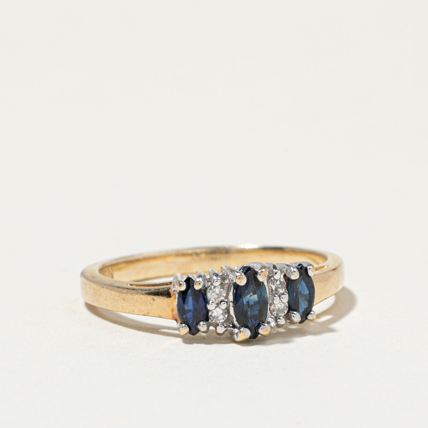 Bague trois pierres saphir et diamants | Taille 5
